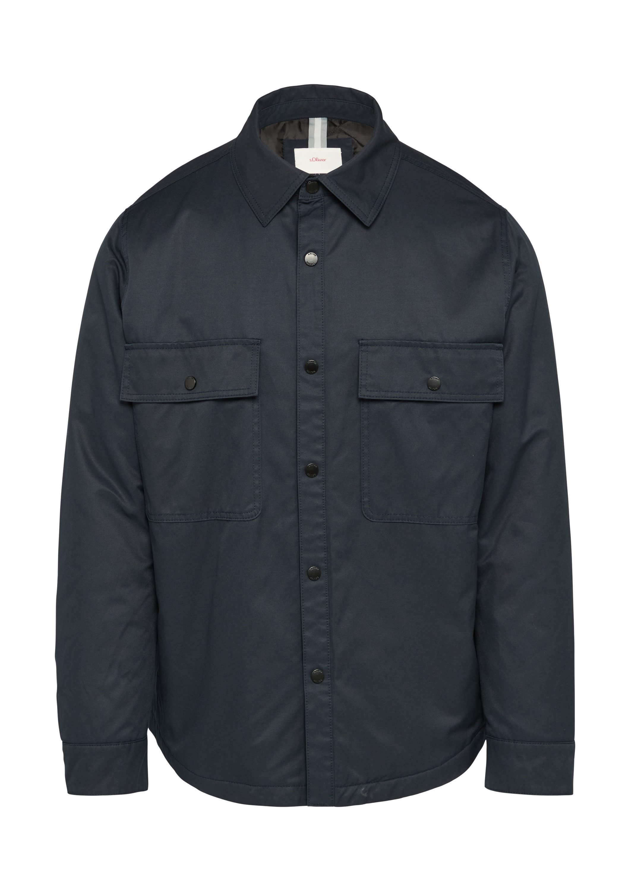 s.Oliver Hemdjacke Outdoor-Jacke Gefüttertes Twill-Overshirt mit Brusttaschen