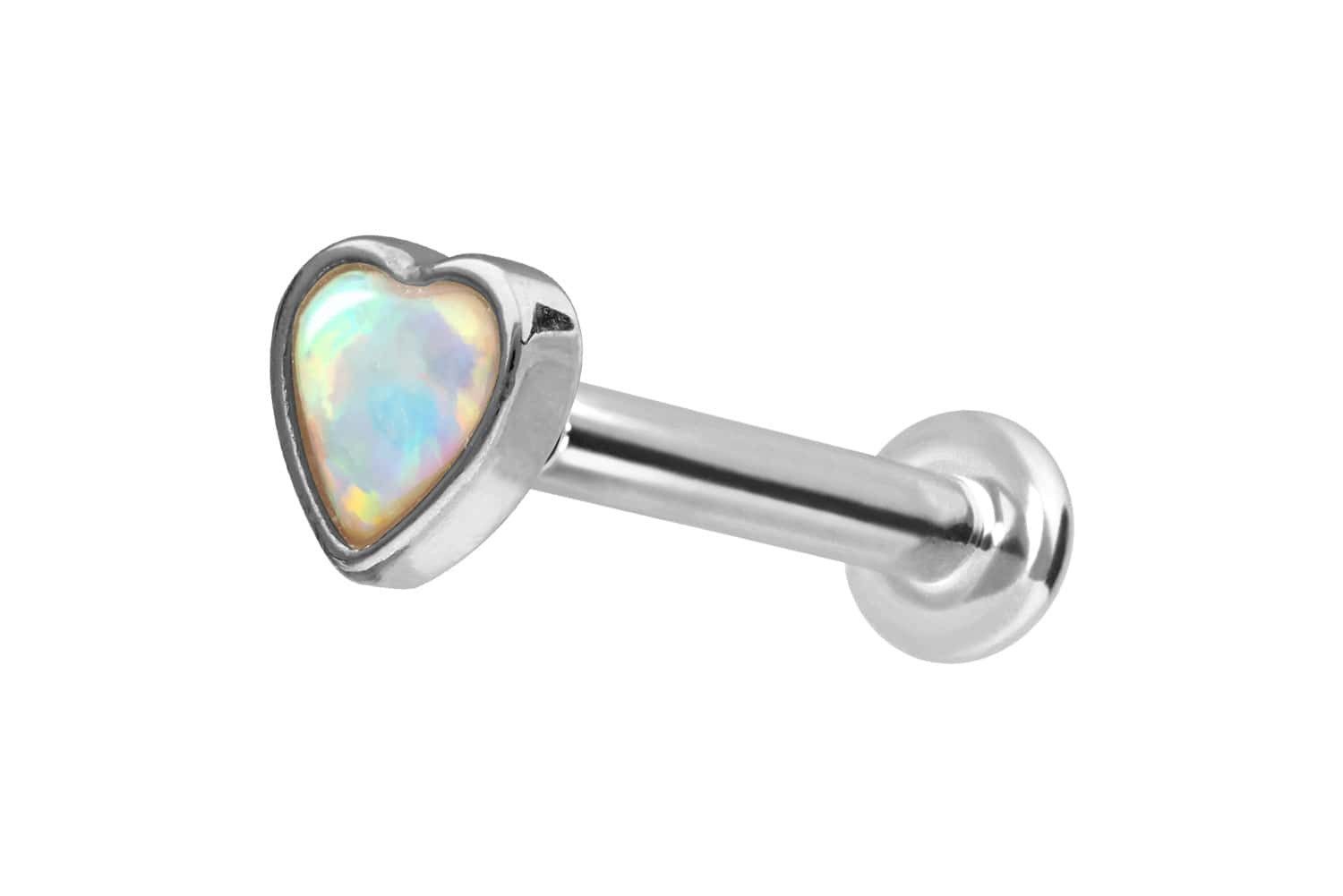 PIERCINGLINE Piercing-Set 14 Karat Gold Labret mit Innengewinde SYNTHETISCHES OPALHERZ (Labrets, 1-tlg)