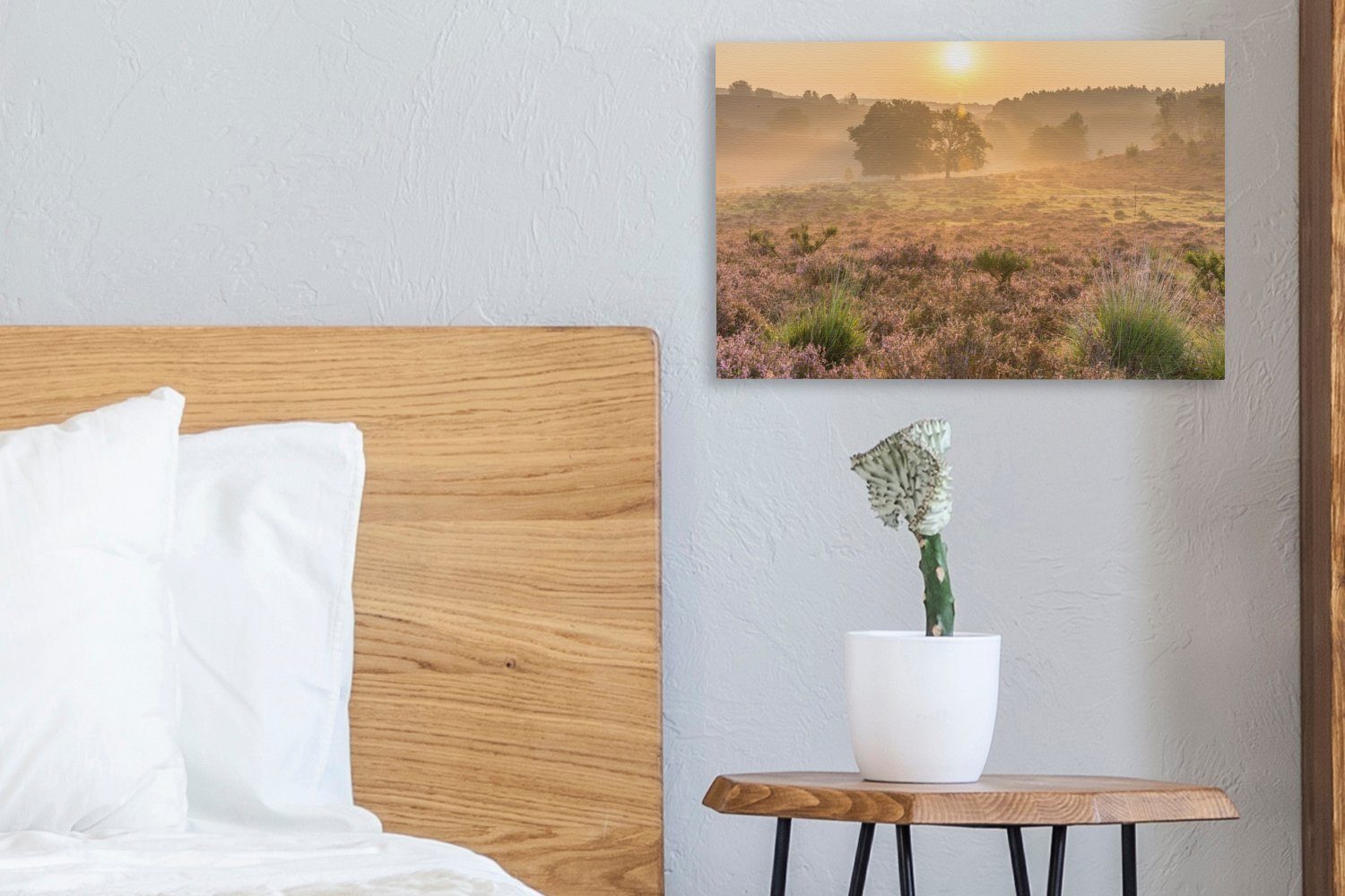 Ein Wandbild 30x20 Aufhängefertig, OneMillionCanvasses® in Leinwandbild (1 dem Leinwandbilder, Sonnenaufgang St), cm Gelderland, über Veluwezoom-Nationalpark Wanddeko,