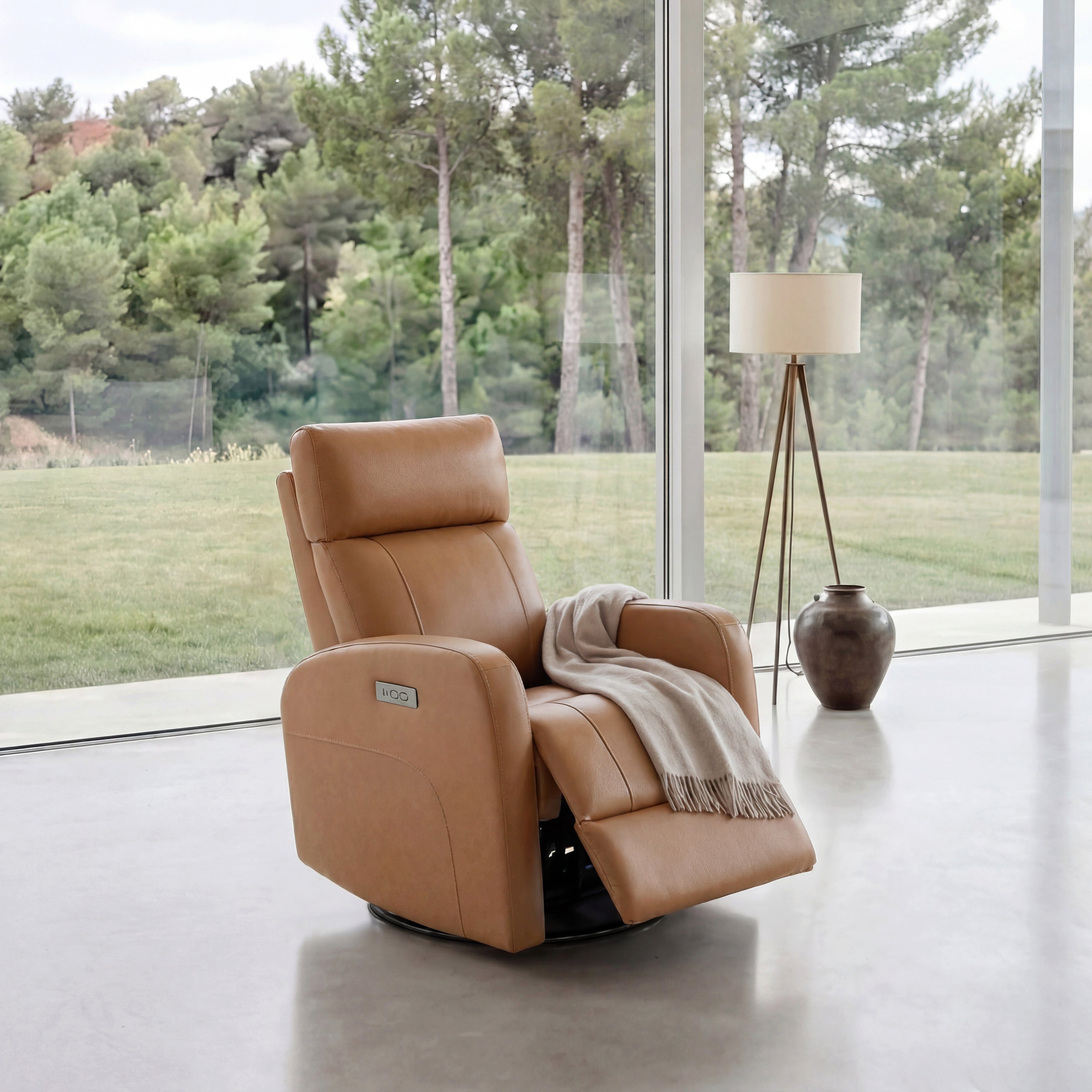 CHITA Relaxsessel (1 St), Elektrischer Funktionssessel, Fernsehsessel, Echtleder, 270° drehbar