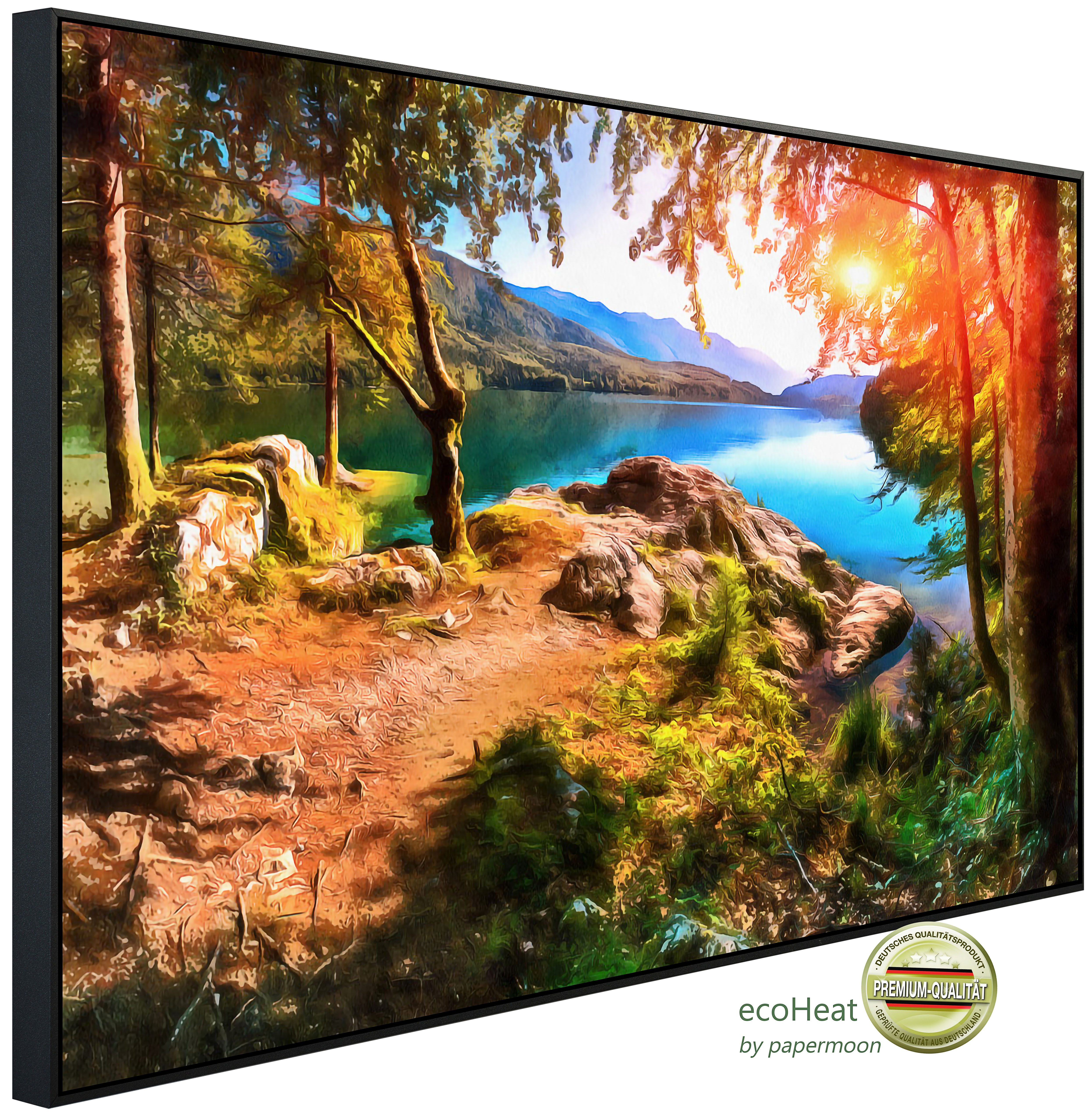 Papermoon Infrarotheizung INFRAROT-BILD-HEIZUNG, Bergsee Malerei, TÜV-Rheinland/GS zertifiziert, angenehme Strahlungswärme