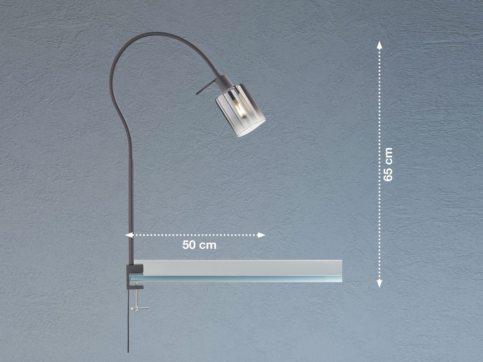 FISCHER & HONSEL LED Klemmleuchte, LED wechselbar, Warmweiß, Spot Klemm-Leuchte Leselampe & Schwanenhals Bett-Lampe Schwarz