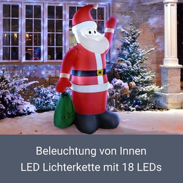 Juskys Weihnachtsmann XL, 180 cm, LED Licht, integriertem Gebläse, spritzwassergeschützt