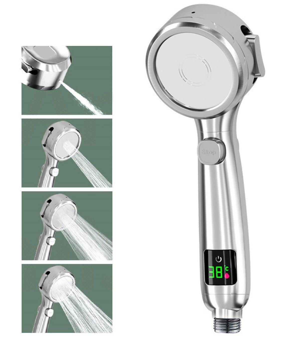 Refttenw Handbrause Hochdruck Duschbrause, 4 Strahlarten, Brausekopf mit Wa günstig online kaufen