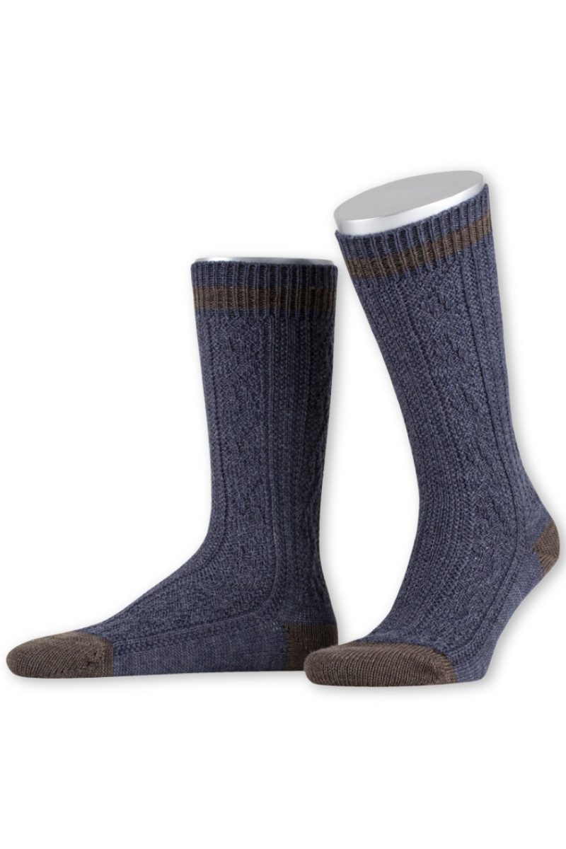 Lusana Trachtensocken Trachtensocken - L5698 - dunkelgrau/jägeroliv, jeansblau/braun