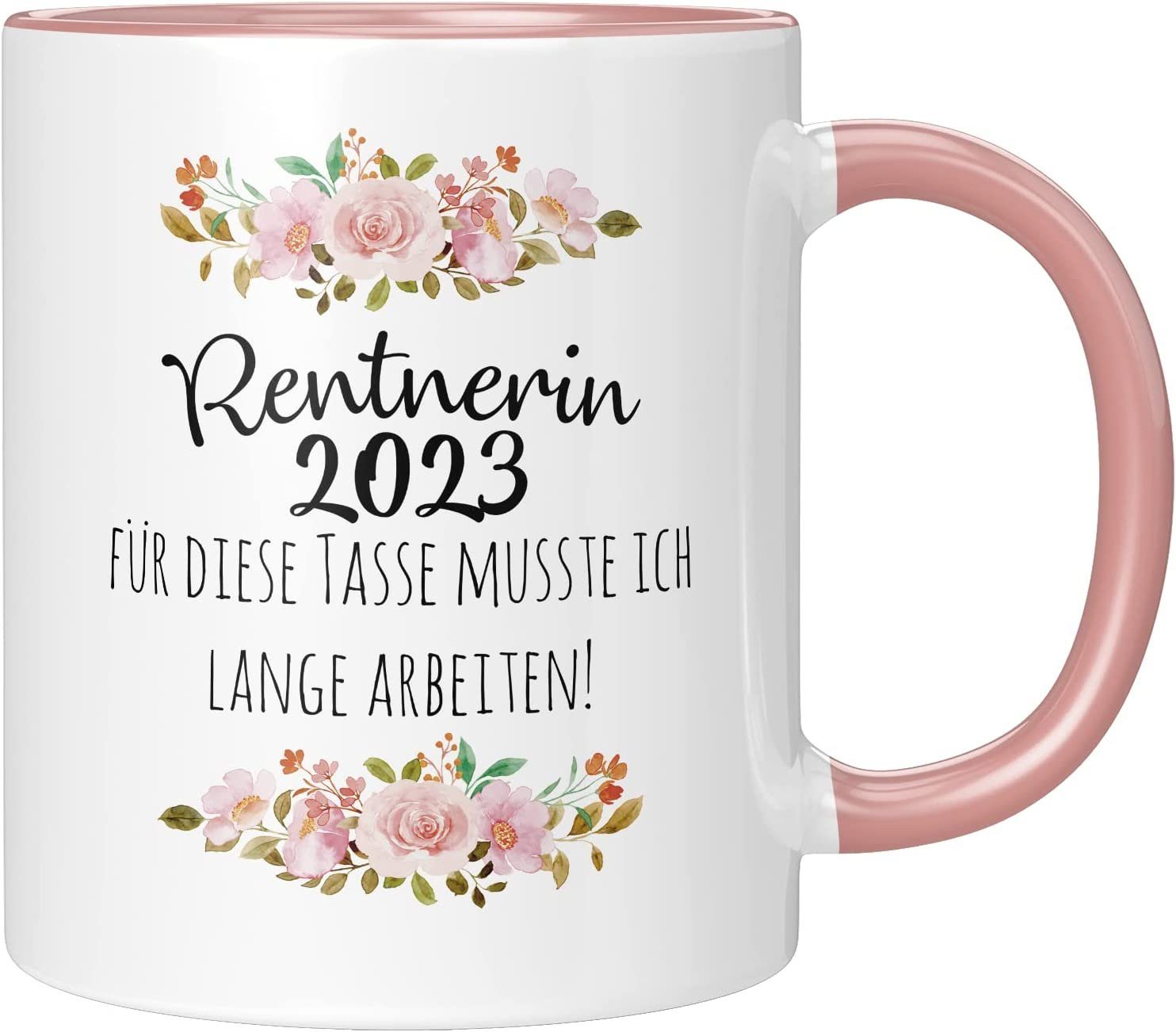 TassenTicker Tasse TASSENTICKER Ruhestand Geschenk Frauen - Renteneintritt 2023, 330ml Rosa