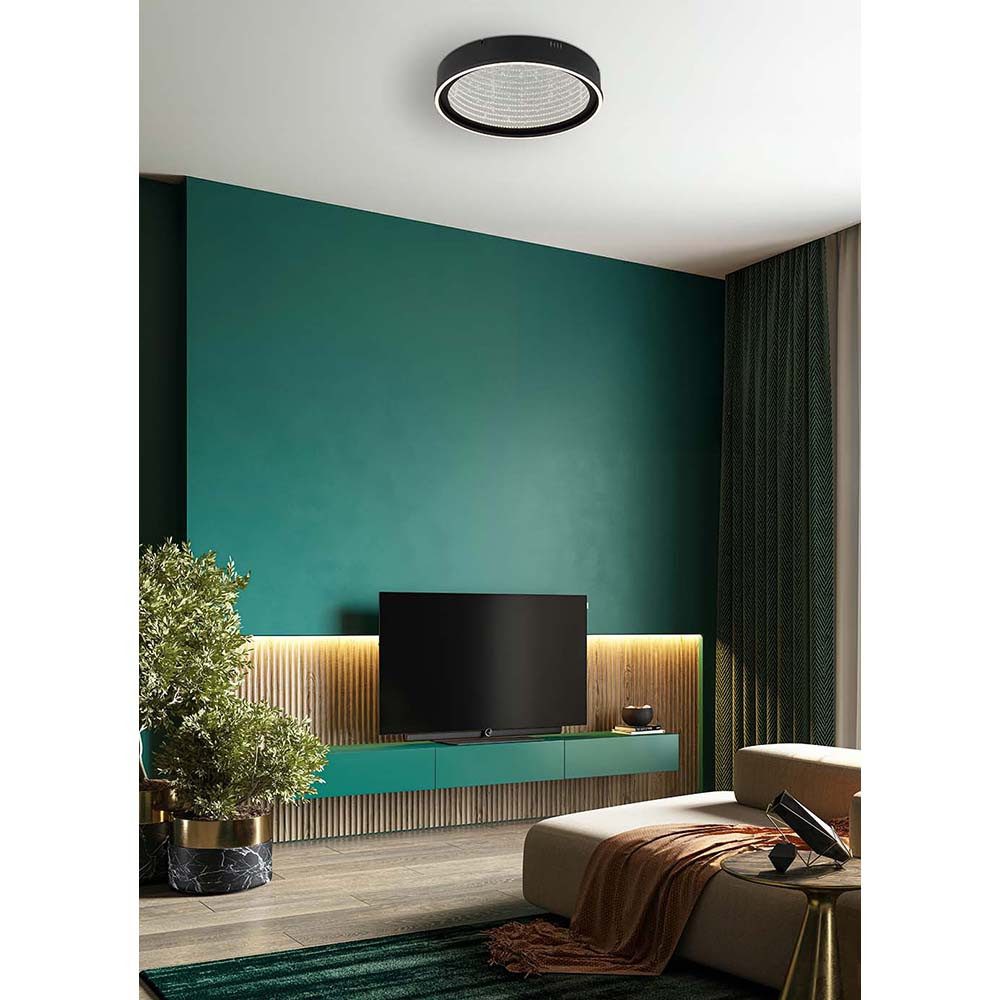 GLOBO LIGHTING LED Deckenleuchte, LED-Leuchtmittel fest verbaut, Kaltweiß, Warmweiß, Neutralweiß, Tageslichtweiß, Farbwechsel, Deckenleuchte Deckenlampe Wohnzimmerlampe schwarz matt Glas 3D Effekt