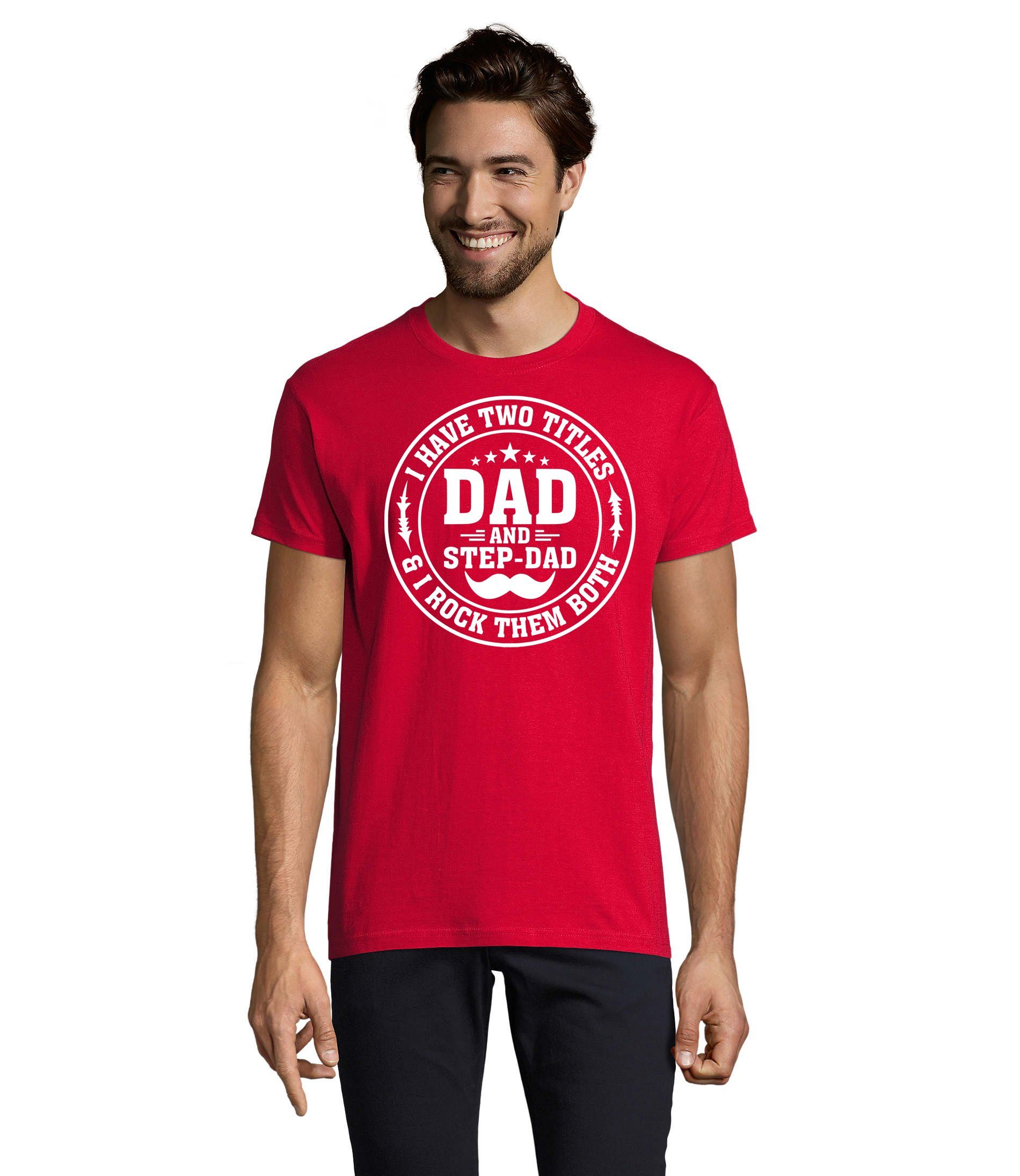 Blondie & Brownie T-Shirt Herren Stap Dad Stiefvater Papa Vater Tag Rundhals Rot | T-Shirts