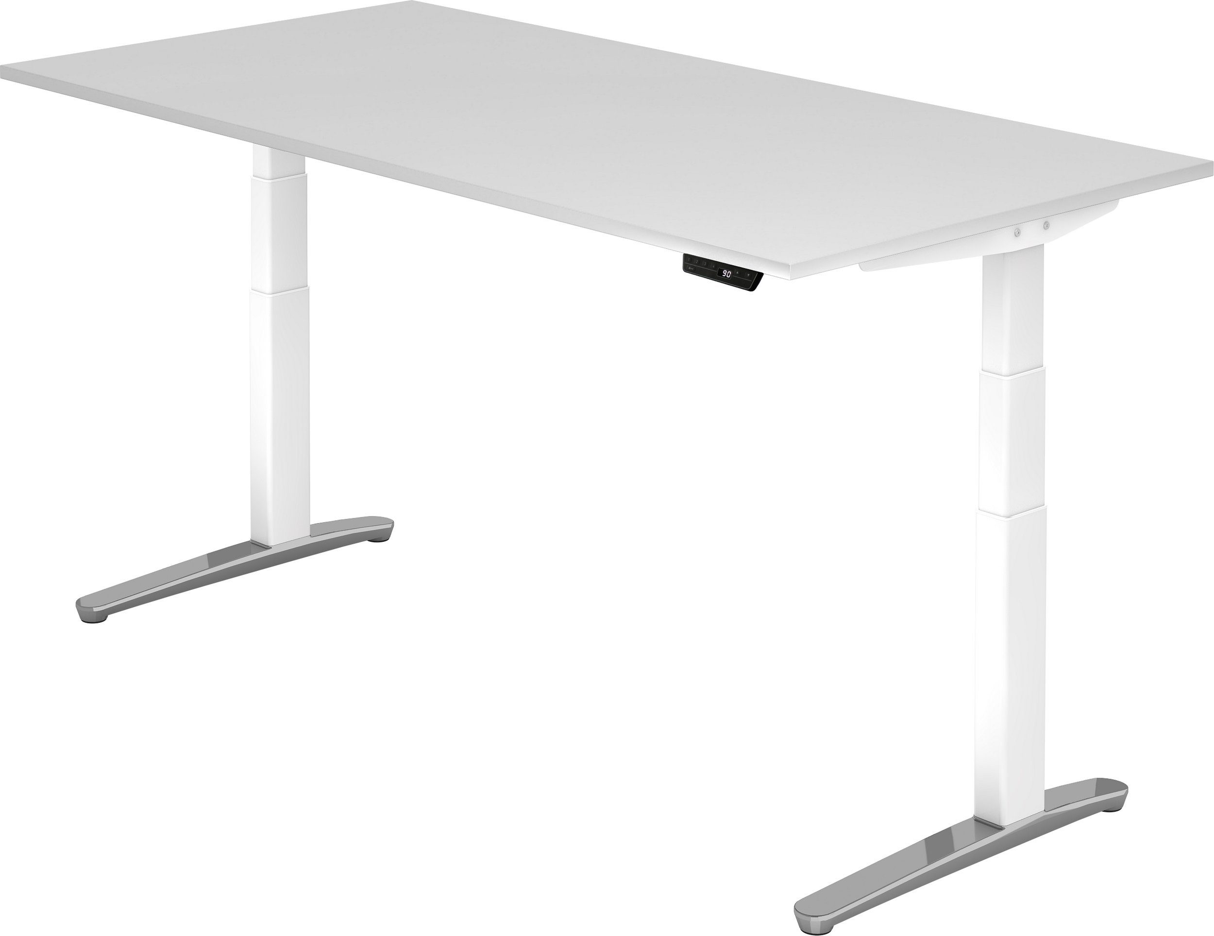 bümö Schreibtisch Schreibtisch elektrisch XBHM, Rechteck: 200 x 100 cm - Dekor: Weiß - Gestell: Weiß/Alu poliert