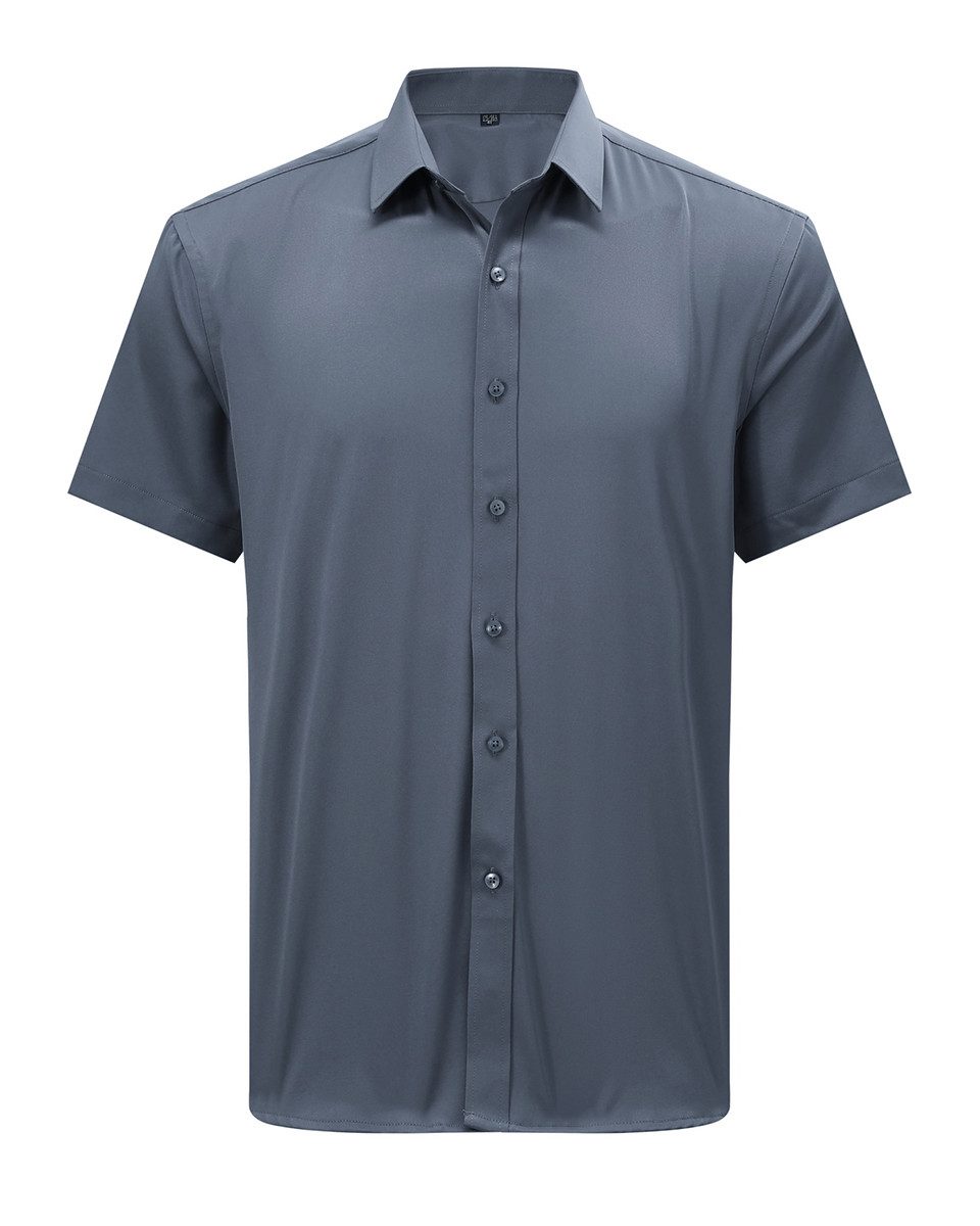 Allthemen Herren Kurzarmhemd klassischer Kragen Regular Fit Business Hemd