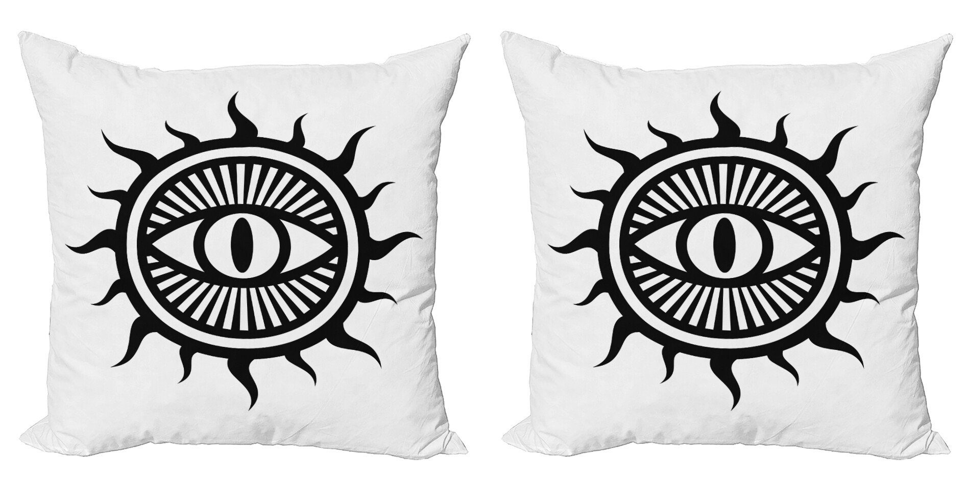 Kissenbezüge Modern Accent Doppelseitiger Digitaldruck, Abakuhaus (2 Stück), Weiß Occult Eye in Sun