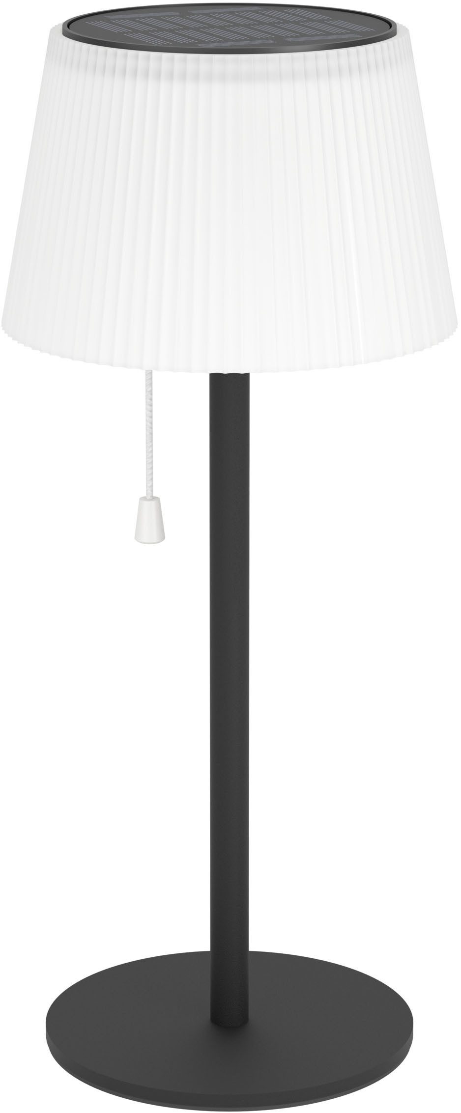 EGLO Tischleuchte SCORDIANO Tischlampe - Stahl - SOLAR-LED - 2,3W - IP44, Ein-/Ausschalter, USB-Anschluss mit Ladefunktion, LED fest integriert, Kaltweiß, Neutralweiß, Warmweiß, Solarleuchte, Außentischleuchte, Akku, Leselampe, H38 x Ø13 cm