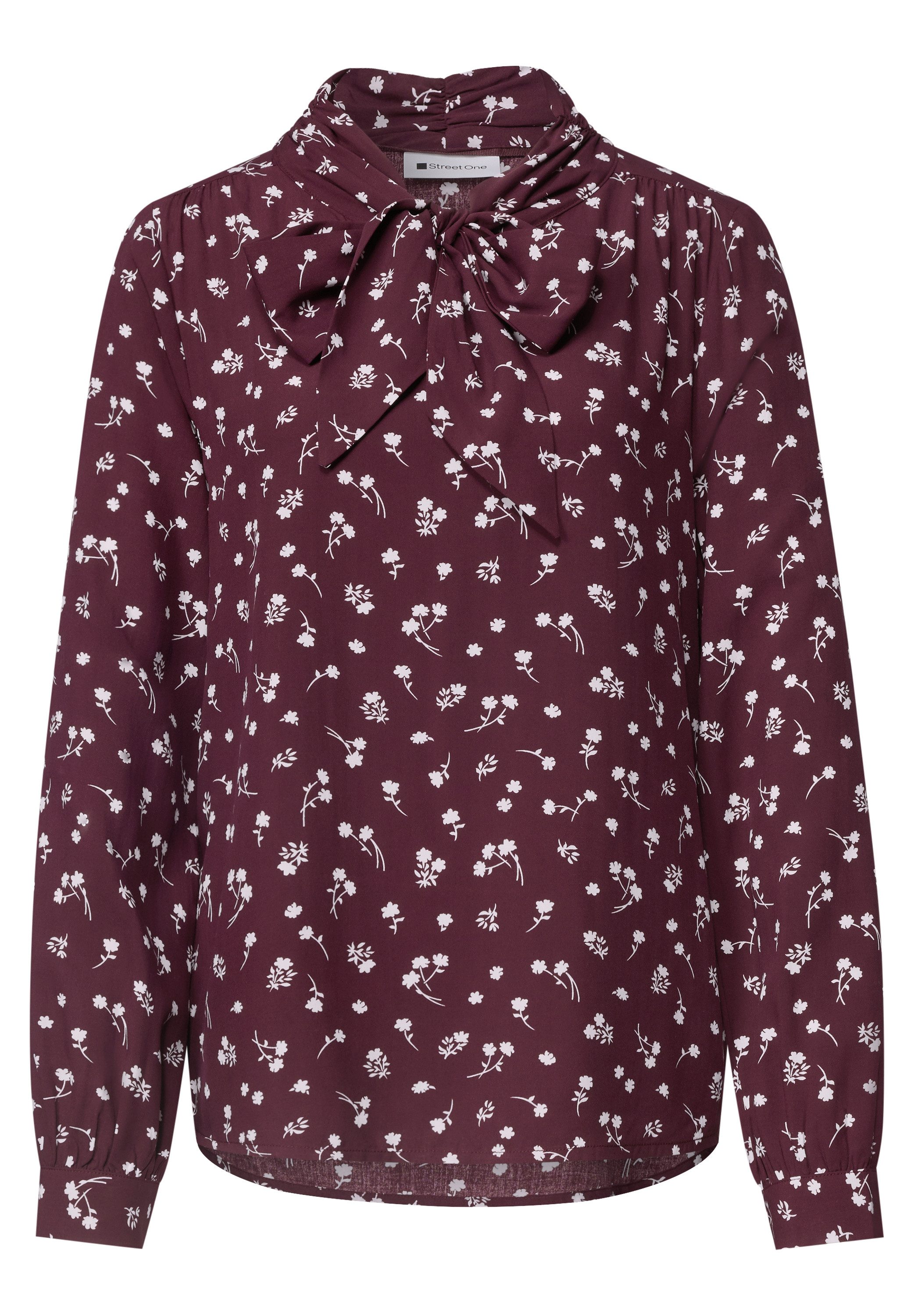 STREET ONE Langarmbluse mit Allover-Prints und Schleifendetail