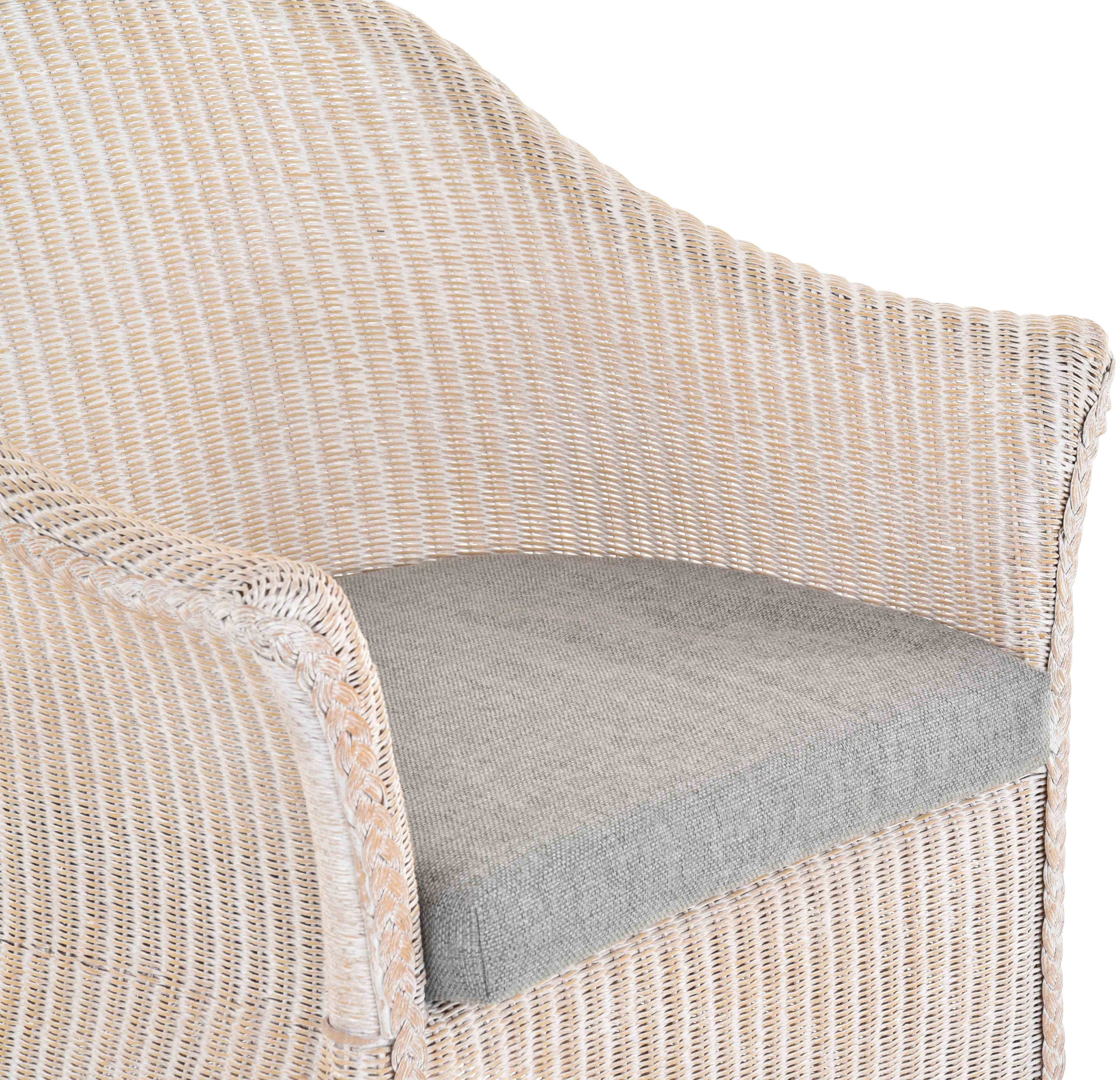 Krines Home Esszimmersessel Loom-Sessel inkl. Polster Braun aus echtem Loom-Geflecht, Komplett montiert