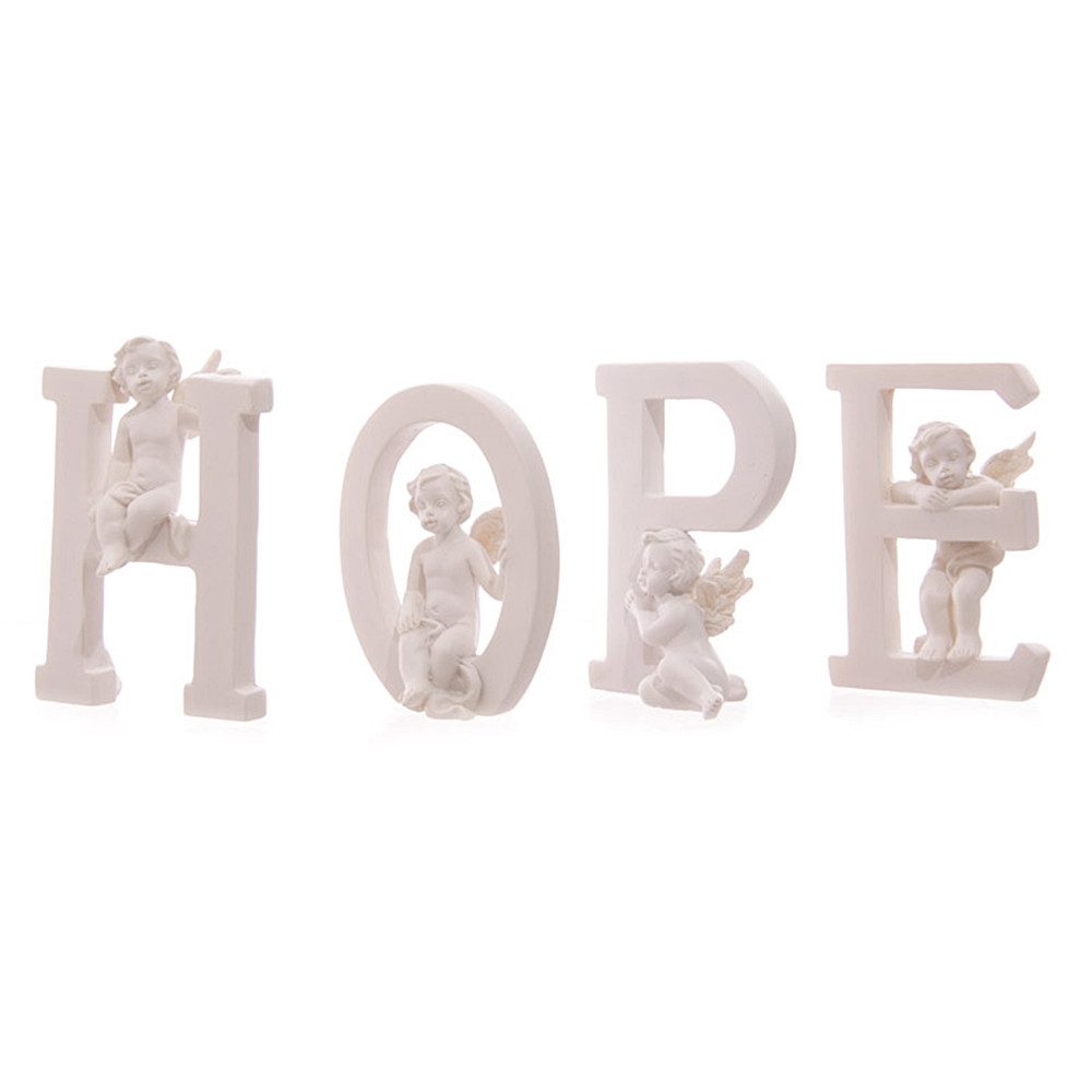 Puckator Engelfigur Schriftzug HOPE mit Engeln aus Resin - Weihnachtsengel - Schutzengel (4 St), Höhe von 6,5-7,5 cm