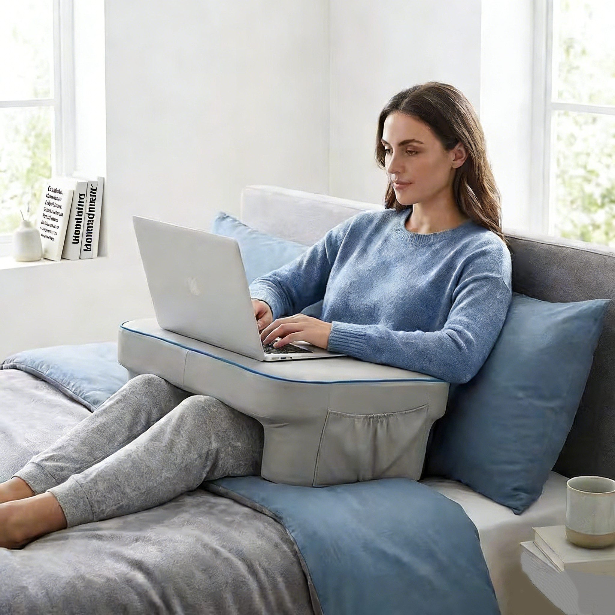 Kityhome Stützkissen Stützkissen Lesekissen mit Arm Komfortkissen Bücherkissen, Packung, Lesen Büro Unterstützung Kissen*1, Mit Armstütze