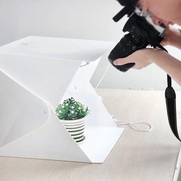 Retoo Fotohintergrund Fotostudio Fotobox Set LED Lichtzelt Photobox Pro Fotografie, 2 Hintergrundfarben, für Amateure wie für Profis, Tragbar