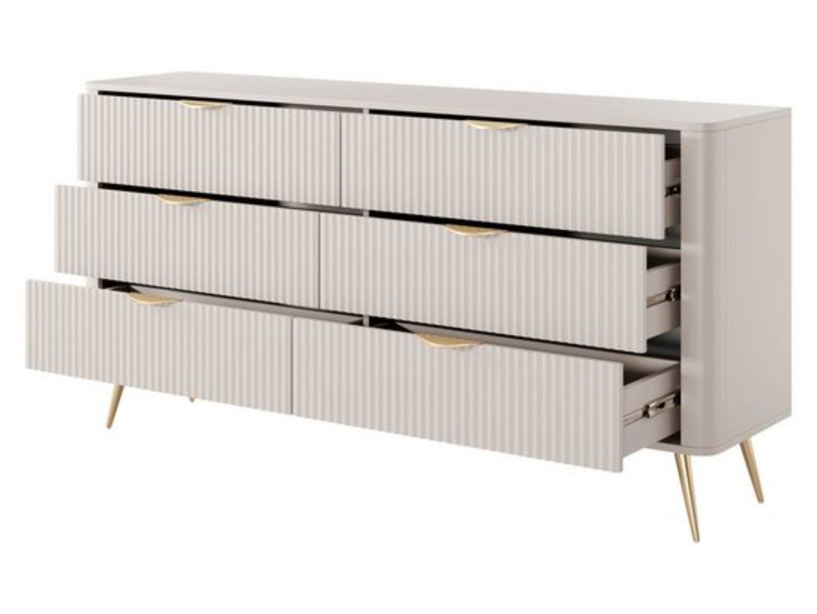 Compleo Schubkastenkommode mit Lamellen und 6 Schubladen, Glamour-Design (BELLOS) – Bild 4 von 5