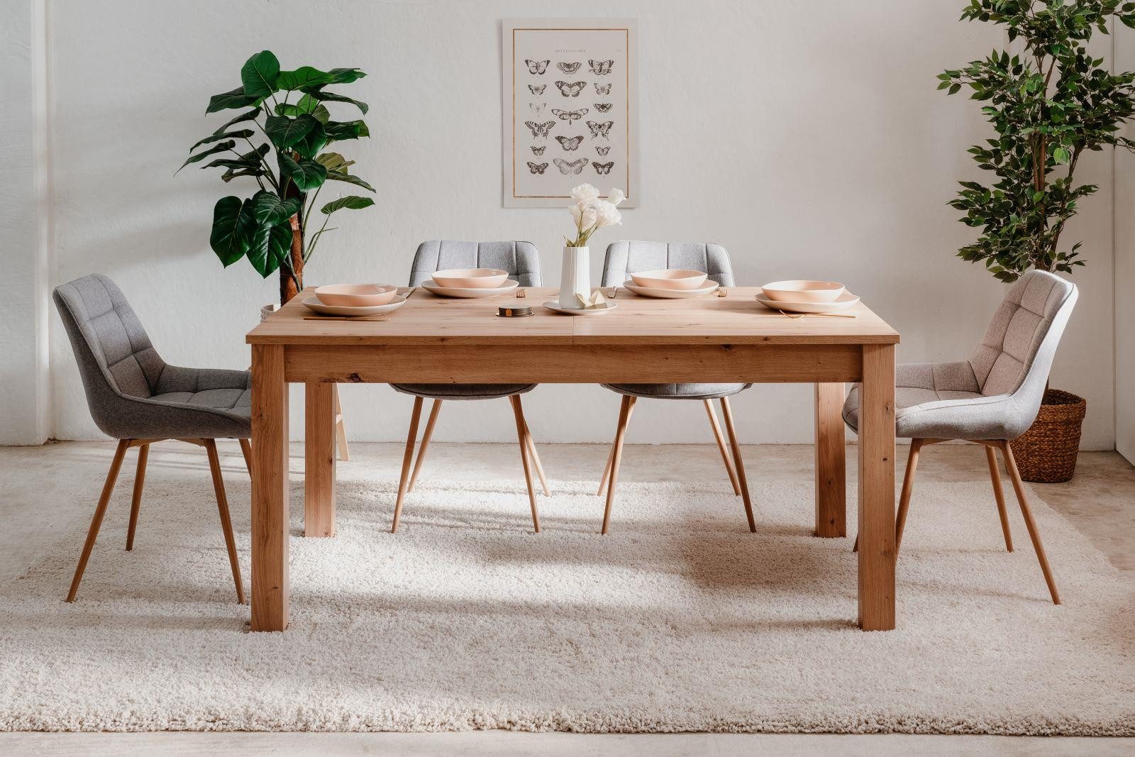 möbelvita Esstisch Ausziehbarer Esstisch Oslo 50 in Artisan Oak 160-215 cm