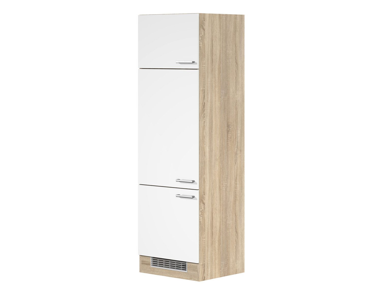 Flex-Well Geräteschrank Geräteschrank 60 cm für Kühlschrank - Weiß Sonoma Eiche – Salerno