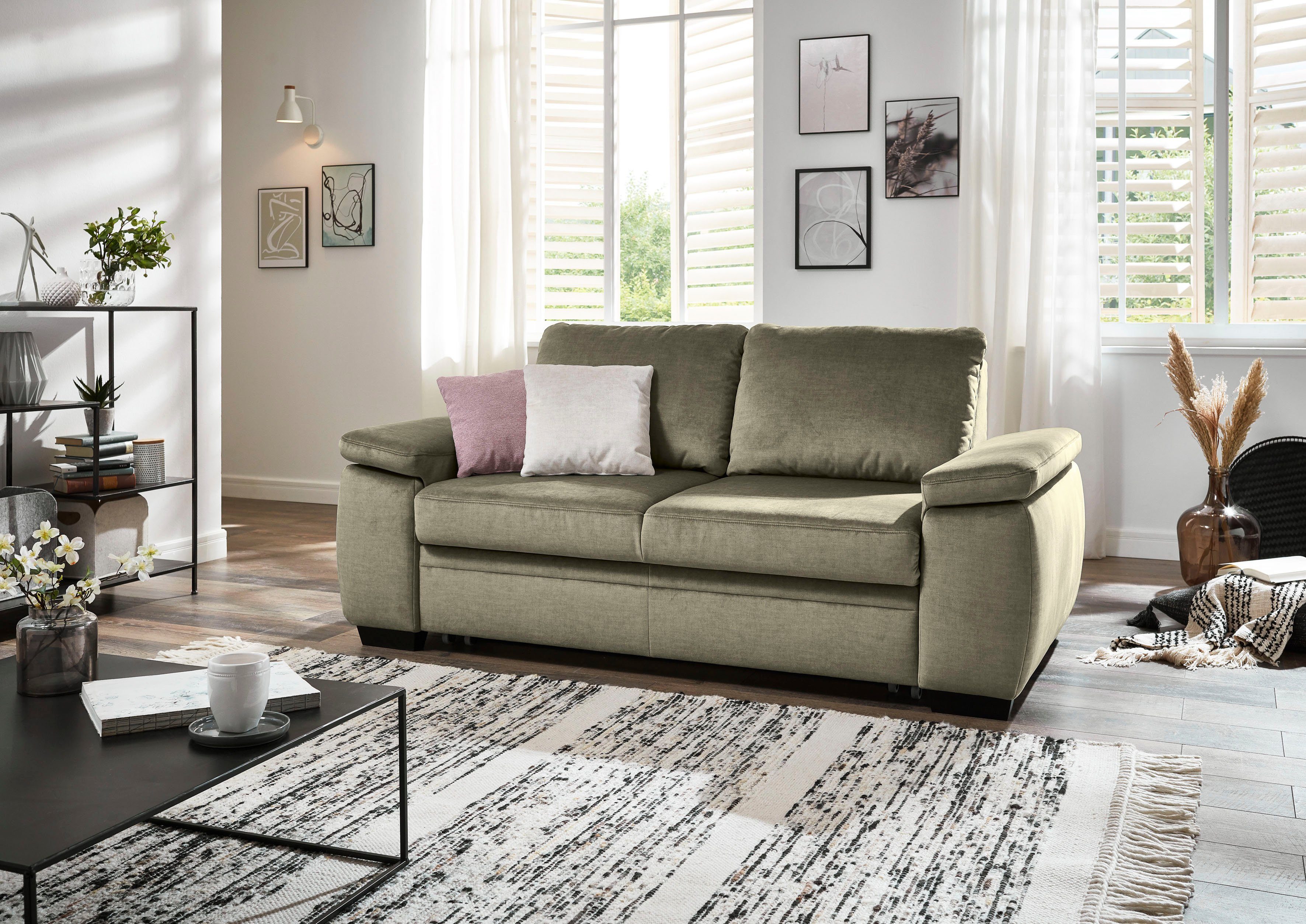 Längsschläferfunktion olive cm Die mit 140x210 Schlafsofa MP-PD19021, PlanBar