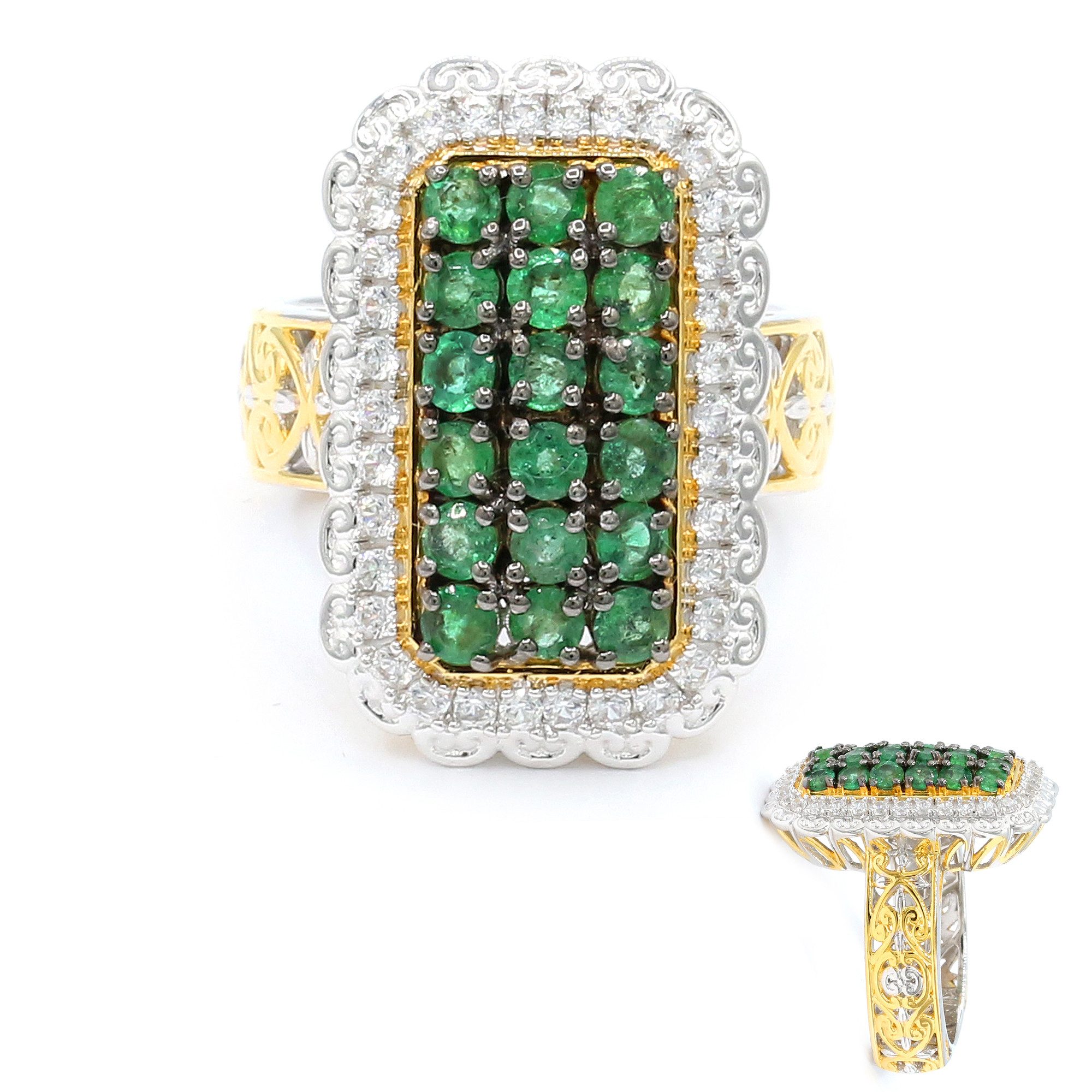 Cavill Silberring Silberring mit Smaragd aus Sambia, 1,296 ct, Gems en Vogue (1-tlg)