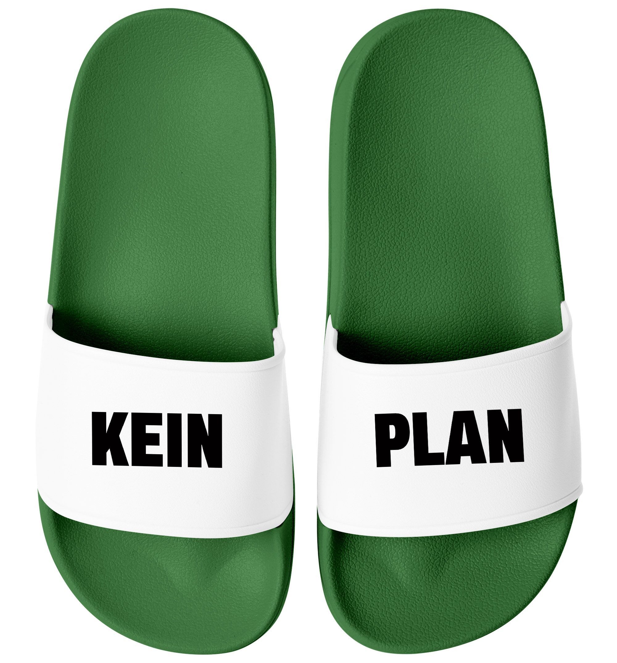 Badeschlappen Spruch Kein Plan Badelatschen Unisex mit Aufdruck Badesandale