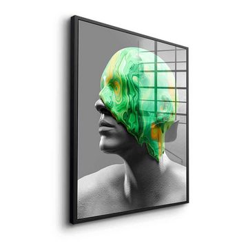 DOTCOMCANVAS® Acrylglasbild Emerald Consciousness - Acrylglas, Acrylglasbild Emerald Consciousness moderne Kunst Portrait grau grün
