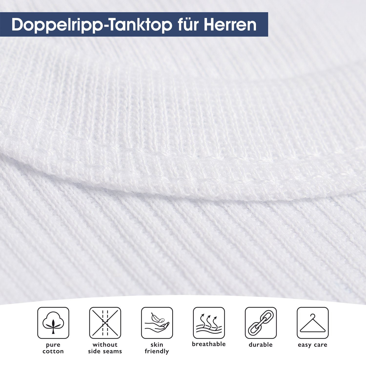 celodoro Doppelripp Unterhemd Herren aus Unterhemd Baumwolle (5er Tanktop Pack)