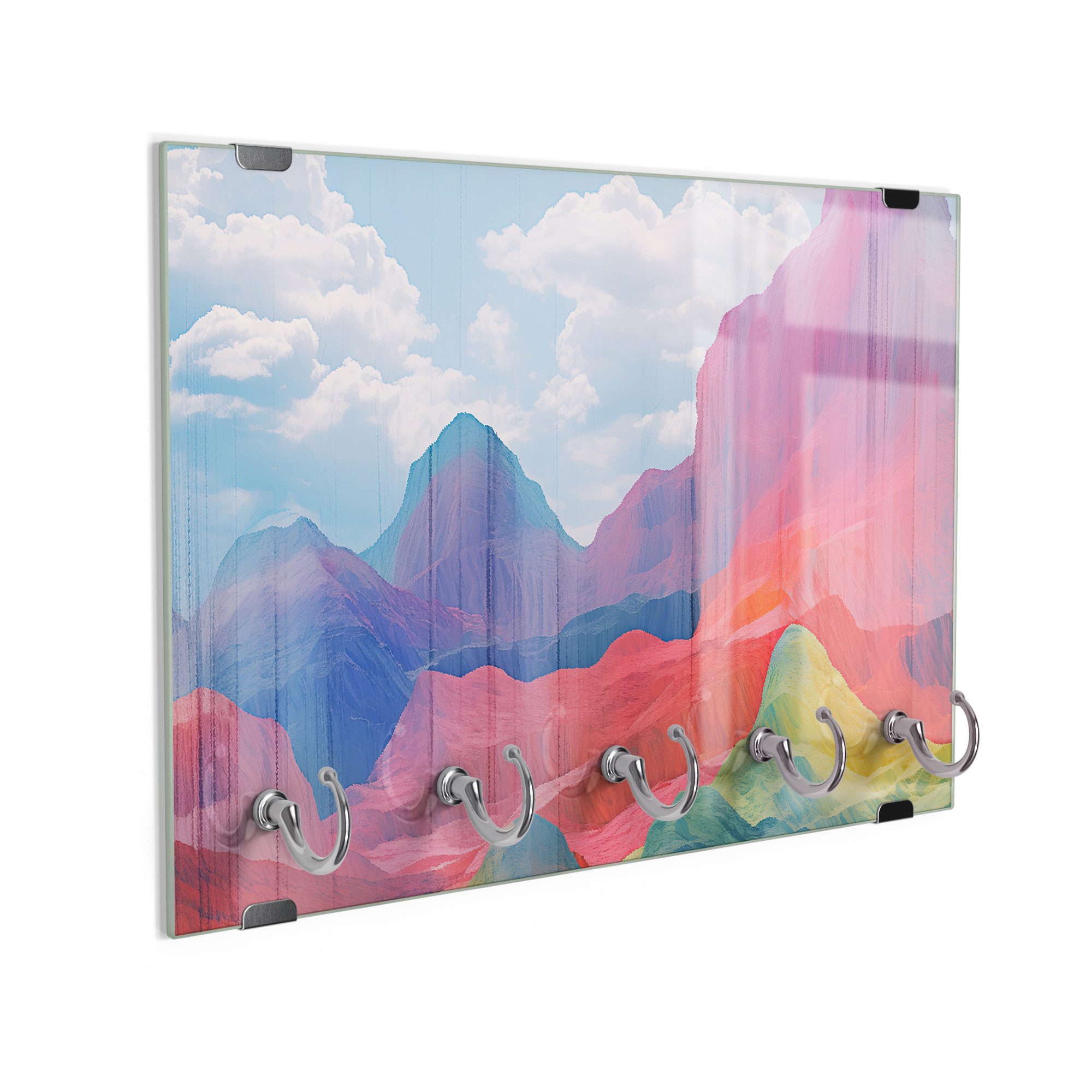DEQORI Schlüsselbrett 'Bunte Dimensionen', (1 St), Schlüsselhalter Schlüssel Haken Schlüsselboard modern Schlüsselleiste