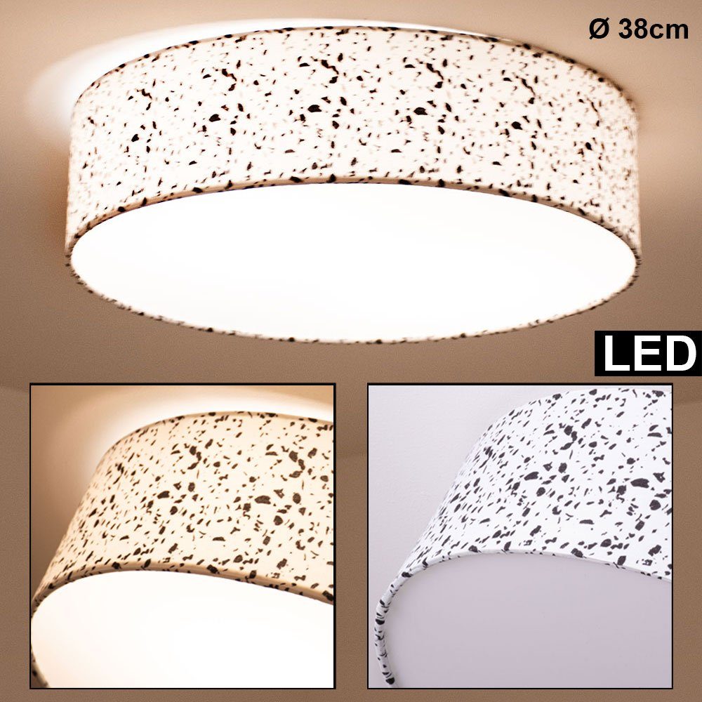 etc-shop LED Deckenleuchte, LED Textil Decken Lampe Wohn Ess Zimmer Holz Optik Beleuchtung- mosaik