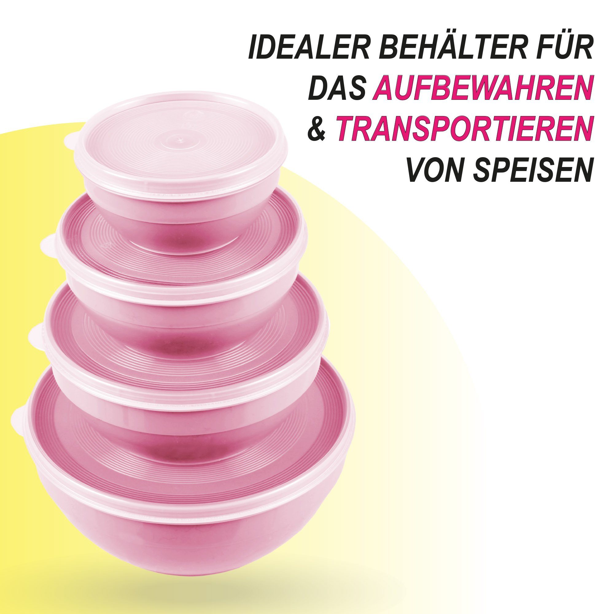 Bestlivings Frischhaltedose Set, Vorratsdosen rund mit Deckel, (4er Set (500ml - 2,5L), Lebensmittelbehälter mikrowellen u. spülmaschinenfest, gefriertauglich – Bild 3 von 5
