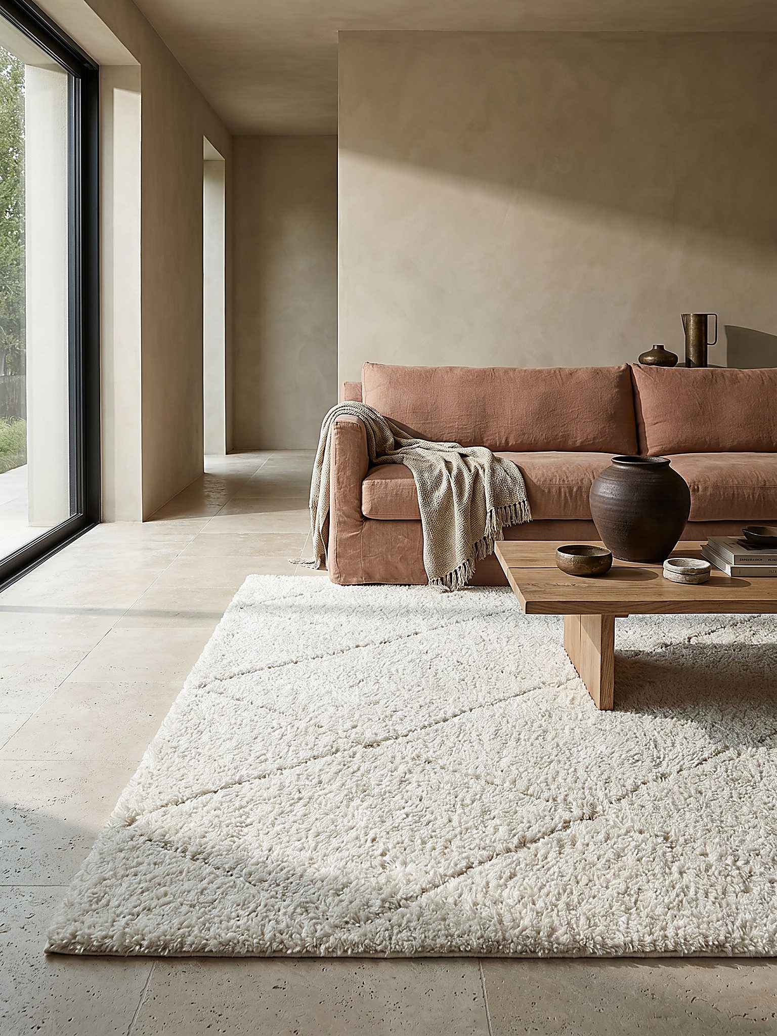 KADIMA DESIGN Teppich ATRIO Teppichläufer Creme 80x150 Berber Polypropylen Wohnzimmer, Läufer, Höhe: 31 mm, Strapazierfähig, Pflegeleicht, Farbecht – Bild 4 von 5