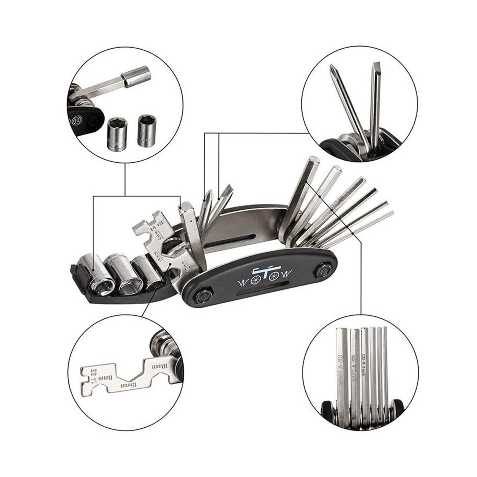 TSB Werk Fahrradreifen Multitool Fahrrad Werkzeug Multifunktionswerkzeug, Reparatur Set, Kit, MTB, 16 in 1