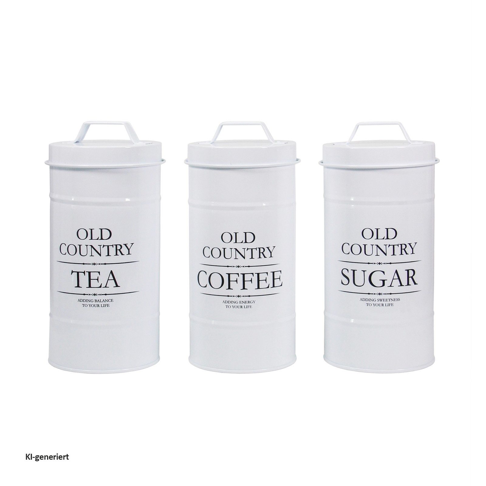 Neuetischkultur Vorratsdose Kaffee-, Tee- und Zuckervorratsdose 3er Set Retro, Eisen, (Set, 3-tlg., 3 Dosen mit Deckel), Metall Kaffeedose Teedose Zuckerdose