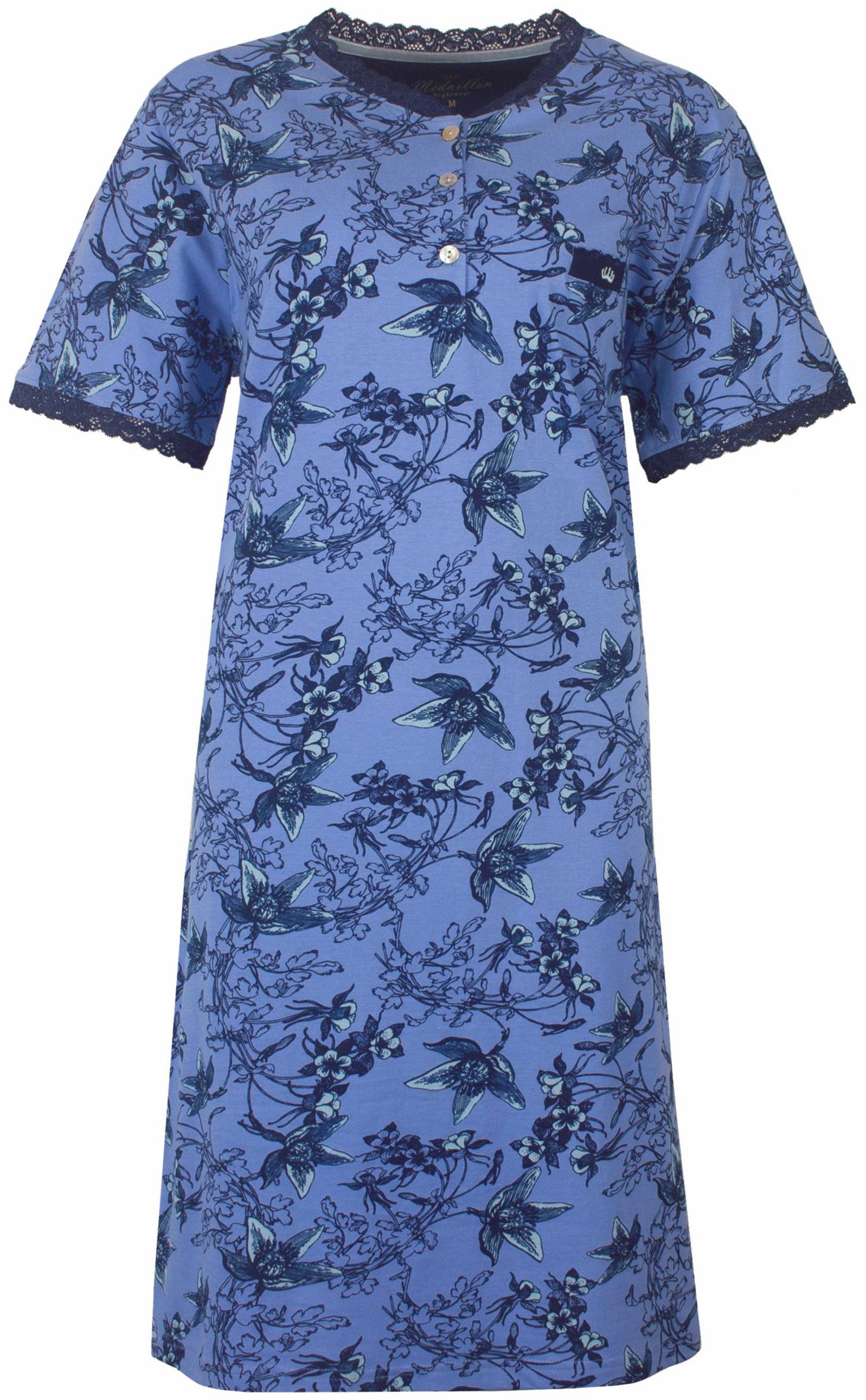 Medaillon Nachthemd Damen Schlafshirt mit kurzem Arm (1-tlg) Baumwolle günstig online kaufen