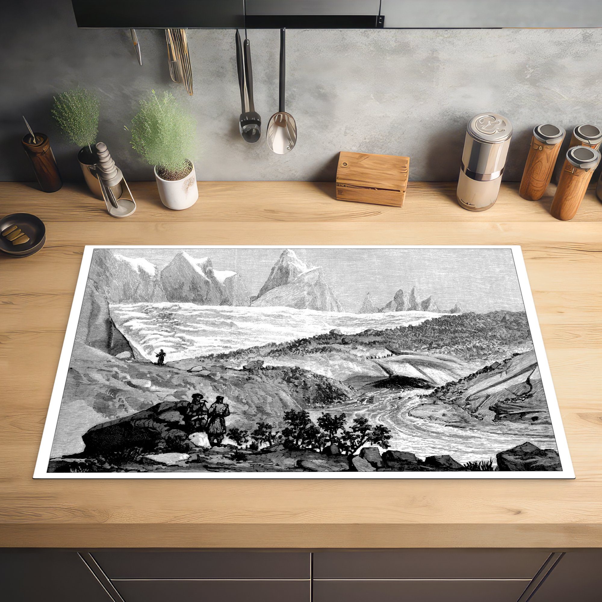 Herdblende-/Abdeckplatte Ceranfeldabdeckung, Eine Illustration des MuchoWow Arbeitsplatte cm, für küche Vinyl, tlg), Himalaya-Gletschers, 83x51 (1