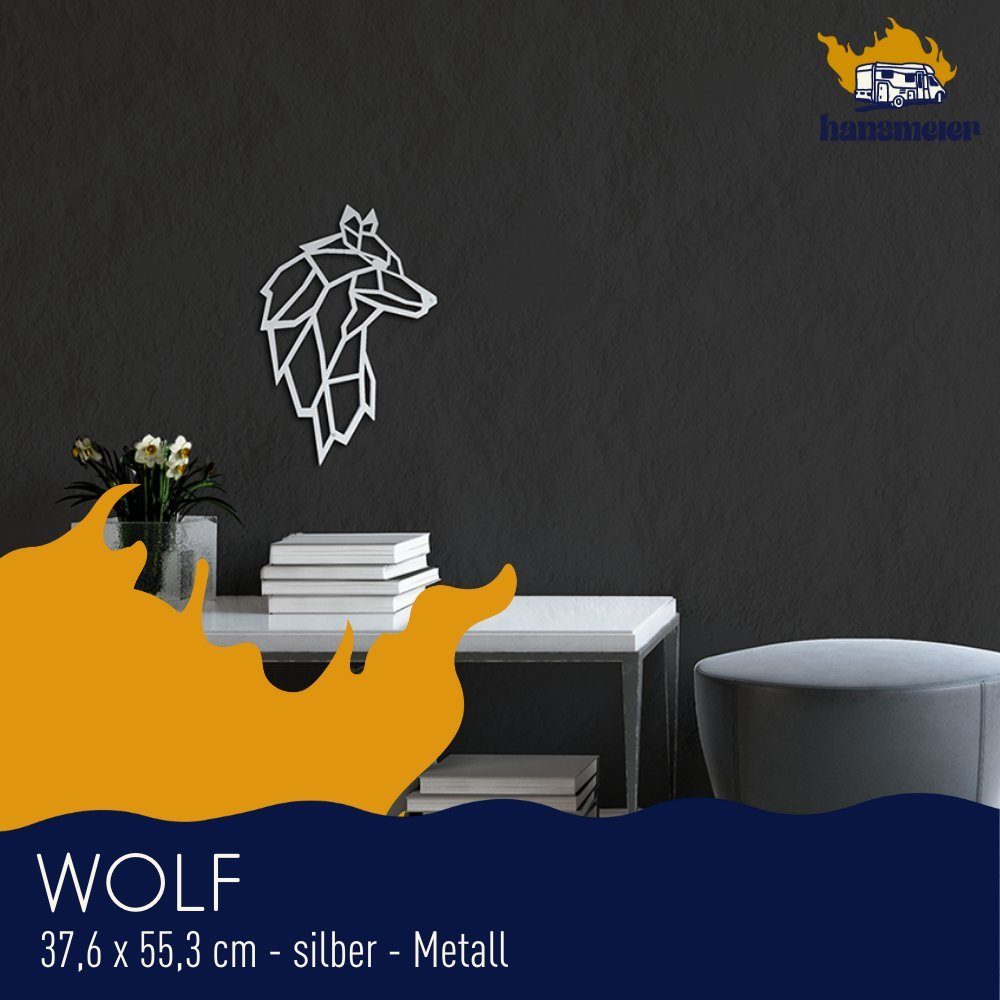 Metall, Wanddekoobjekt Hansmeier Für Wolf Außen Motiv Silber Innen, & aus Wanddeko Wasserfest,