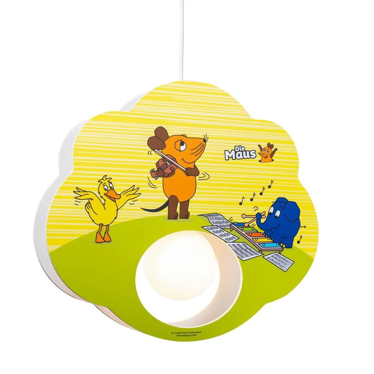 Licht-Erlebnisse Pendelleuchte MARLO, ohne Leuchtmittel, Kinderzimmer Holz B: 38 cm Sendung mit der Maus E27