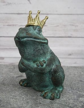 Bronzeskulpturen Skulptur Bronzefigur kleiner Frosch mit Krone