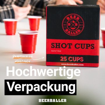 BeerBaller Becher Shot Red Cups - 25 rote Shot Becher, 4 cl