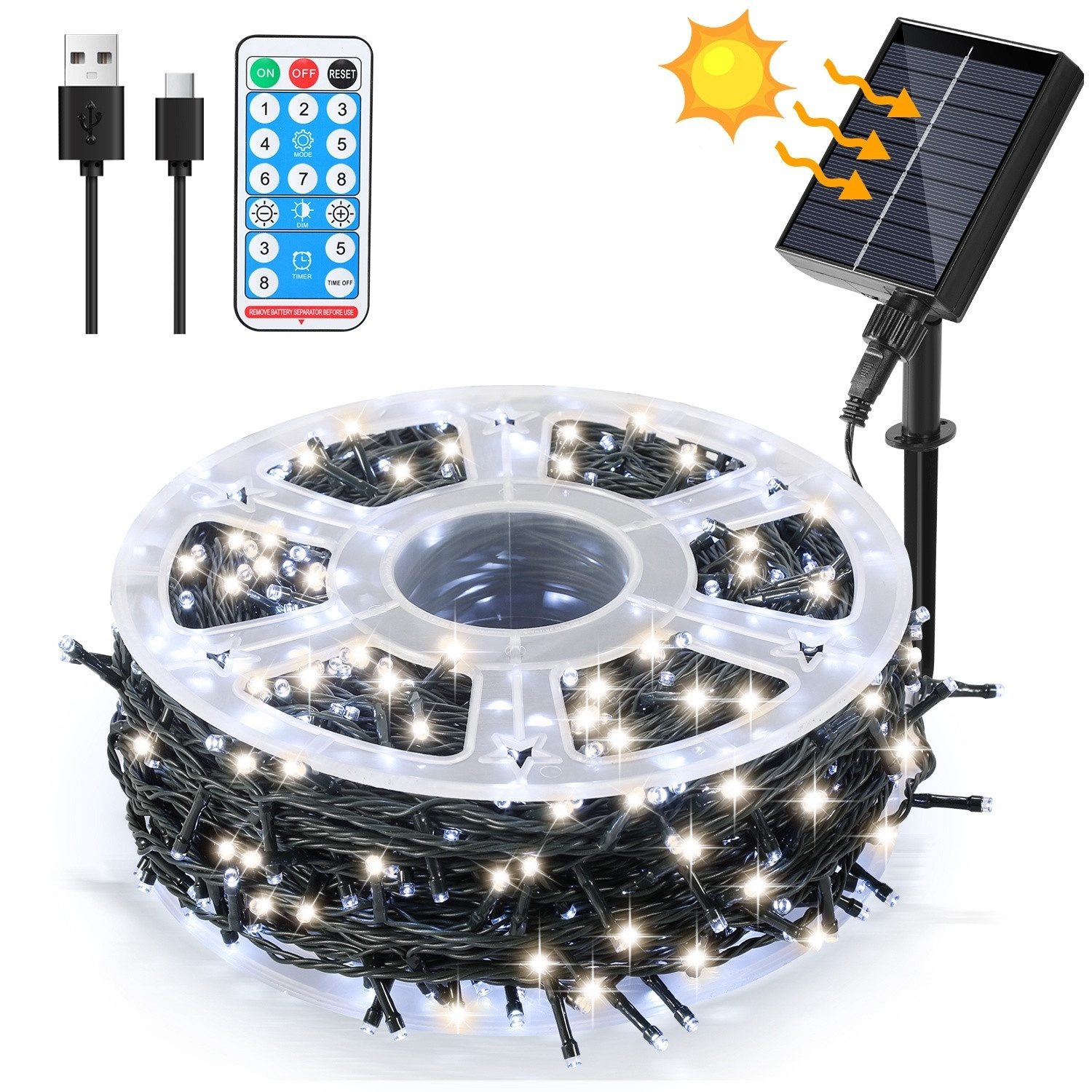 Clanmacy LED-Lichterkette LED Solar Lichterkette Solarleuchten Außen Weihna günstig online kaufen