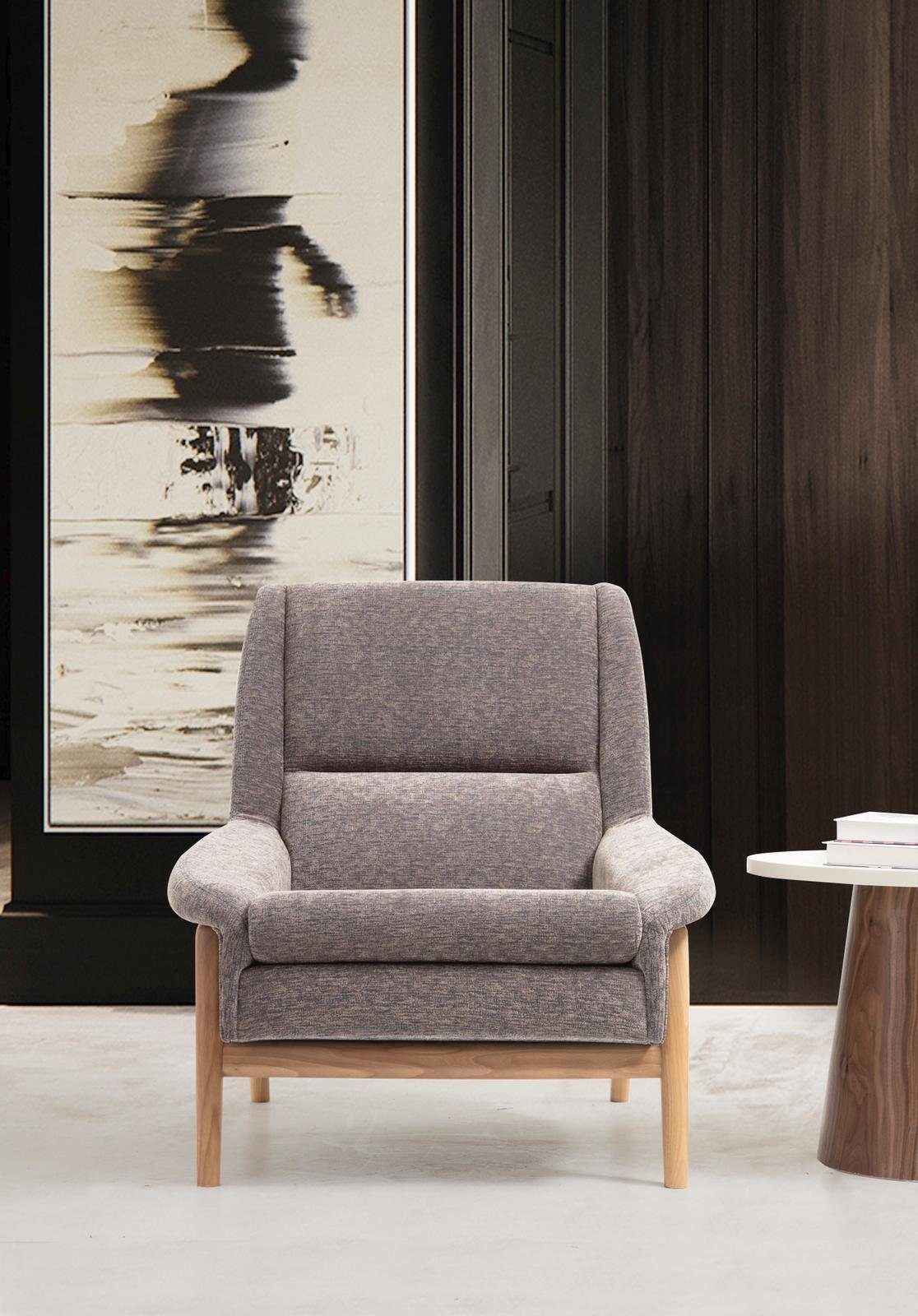 Wohnzimmer Made 1x Sessel Cocktailsessel Sessel), Ohrensessel in Grau Sessel Stoff JVmoebel Sitzer Modern (1-St., Europa