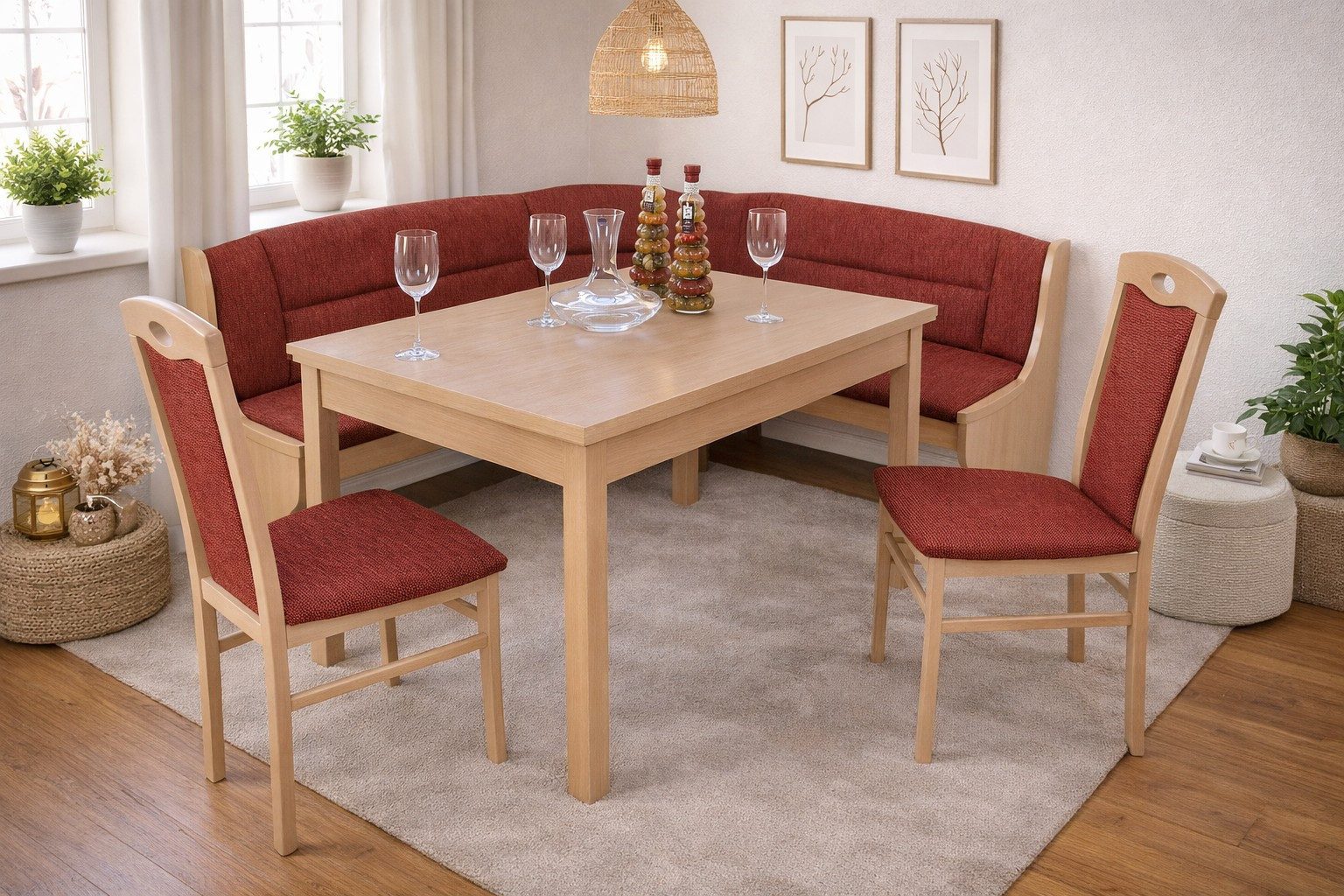 moebel-direkt-online Eckbankgruppe 4tlg. Eckbankgruppe, Stellfläche 125x165 cm, (Spar-Set, 4tlg. Set)