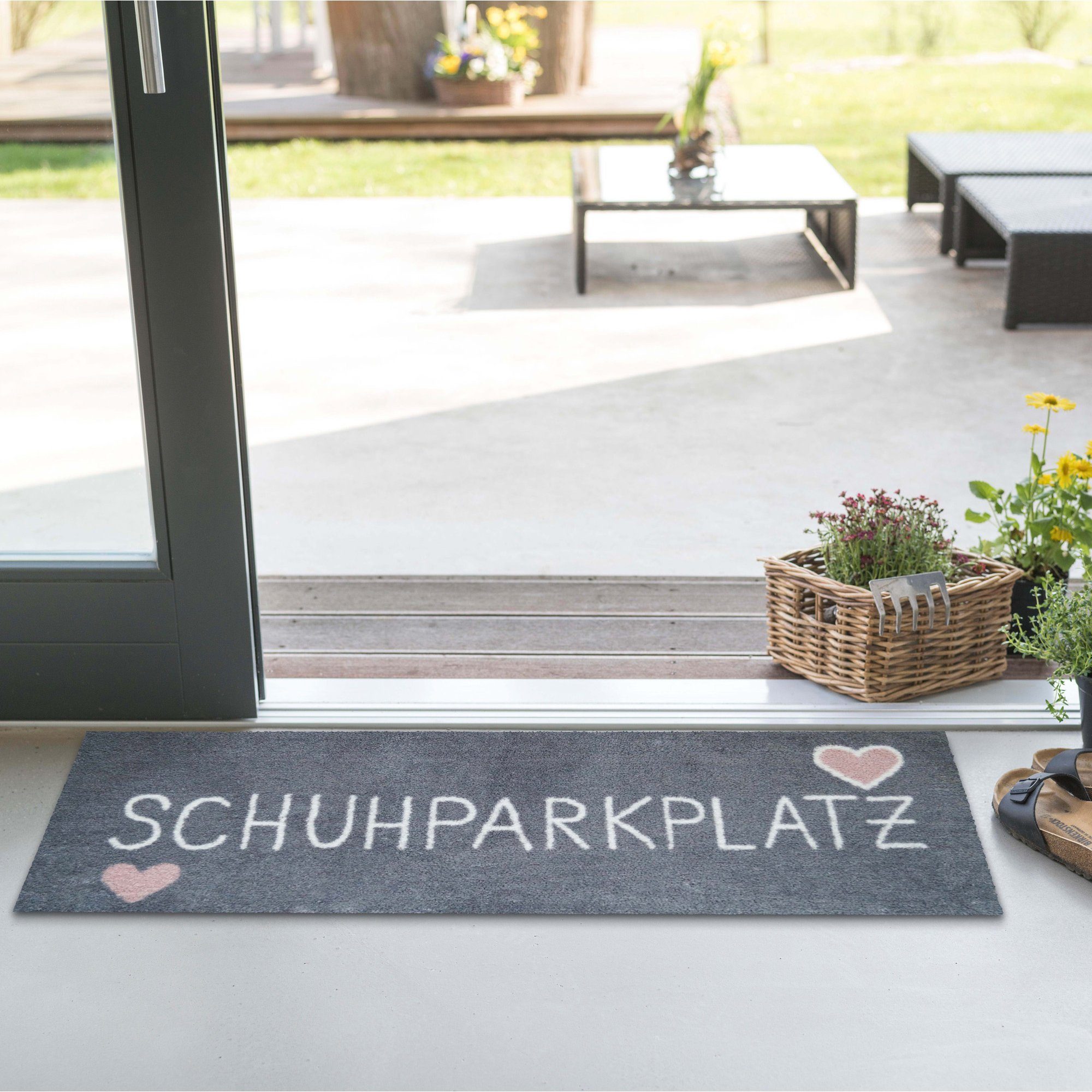 akzente Fußmatte Fußmatte "Schuhparkplatz", eckig, Höhe: 6 mm, Motiv: Herz günstig online kaufen