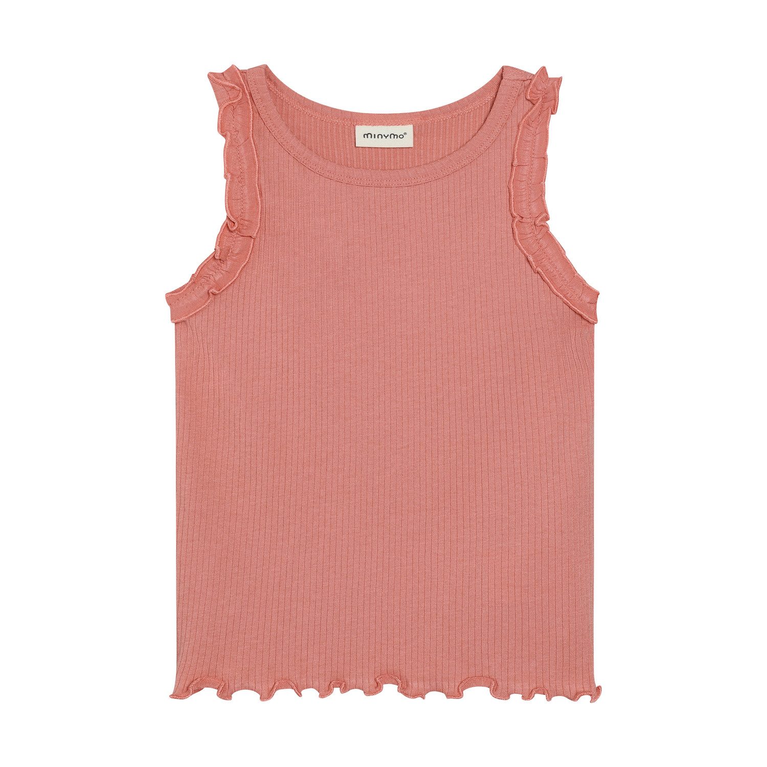 Minymo Ripptanktop Mädchen Top Ripp mit Rüschen Baumwollmix ärmellos