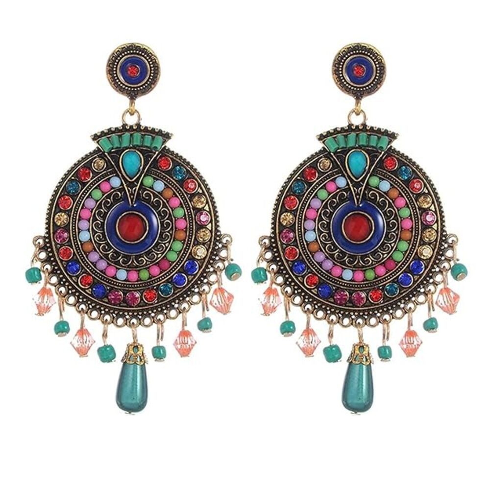 YouBella Ohrhänger-Set Bohemian Multi-Color Nickel Ohrringe Für Frauen & Mädchen (Enthaltene Komponenten: 1 Paar Ohrringe, Perfekt für besondere Anlässe, zum Verschenken & Hochzeit), Modisch & Schöner Kunstschmuck