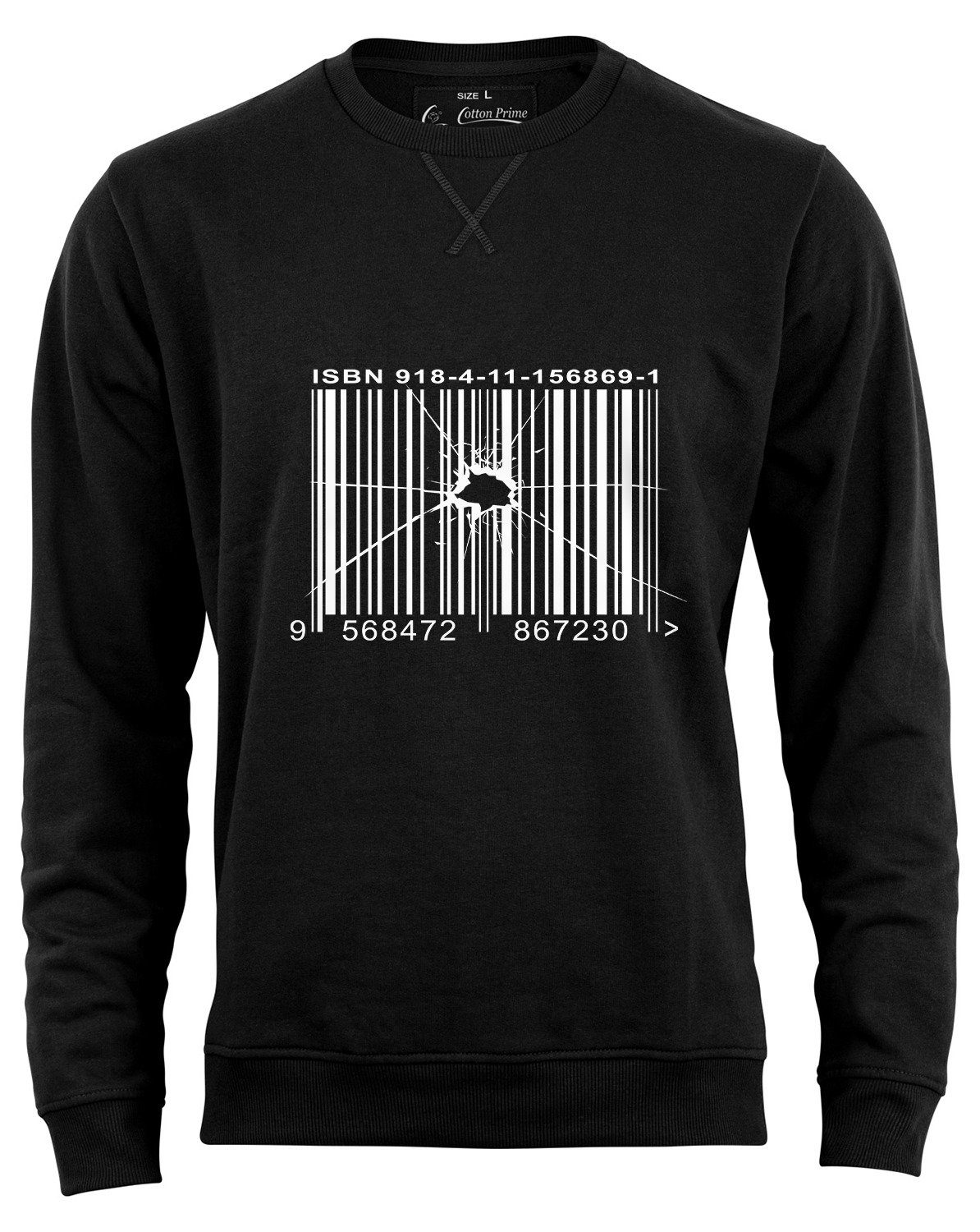 Cotton Prime® Sweatshirt Barcode - Out of Order mit weichem Innenfleece Schwarz