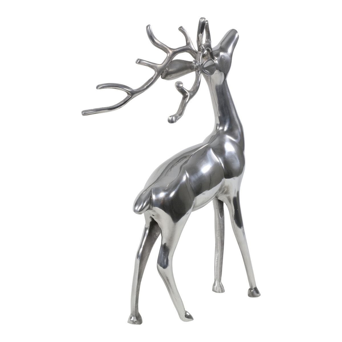 Lesli Living Dekofigur Deko Hirsch stehend Figur poliertes Aluminium silber günstig online kaufen