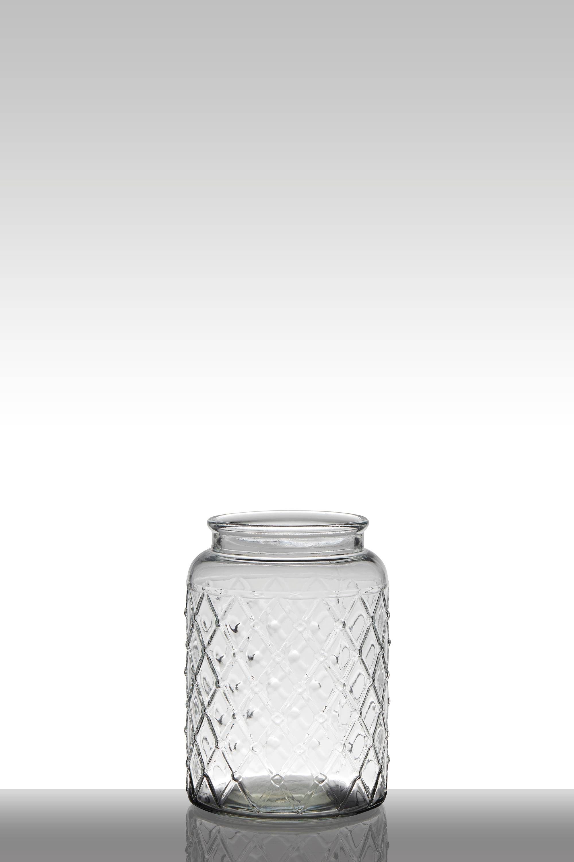 INNA-Glas Kerzenhalter Teelichtglas Glas Rosie mit Rautenmuster, Zylinder